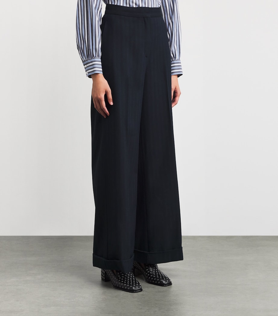 Pinstripe Wide-Leg Tailored Trousers DUAL-COLOR Image 3