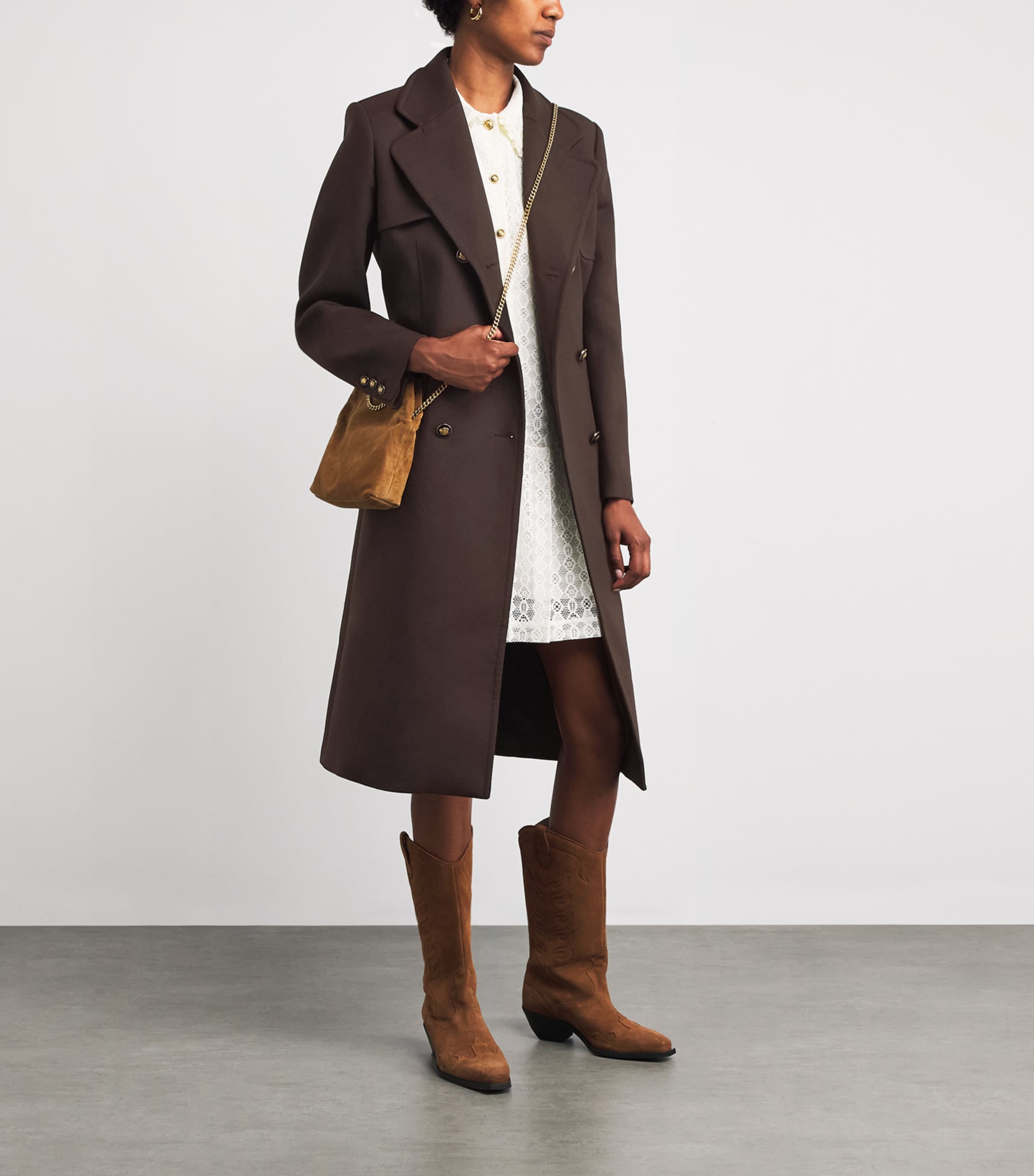 Virgin Wool-Blend Double-Breasted Overcoat BROWN Image 2