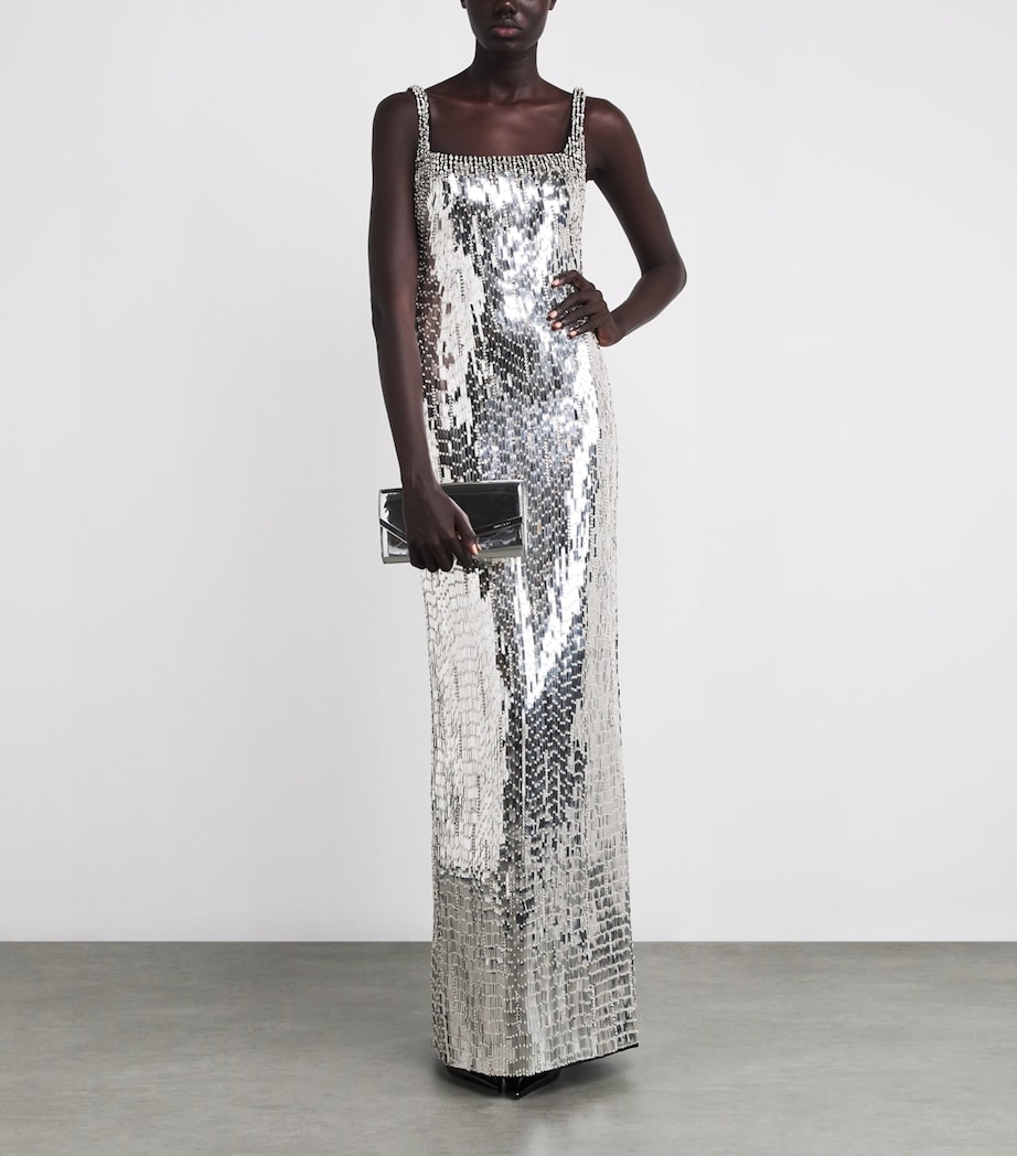 Embellished Crepe Gown BLACK WITH CRYSTAL Image 2