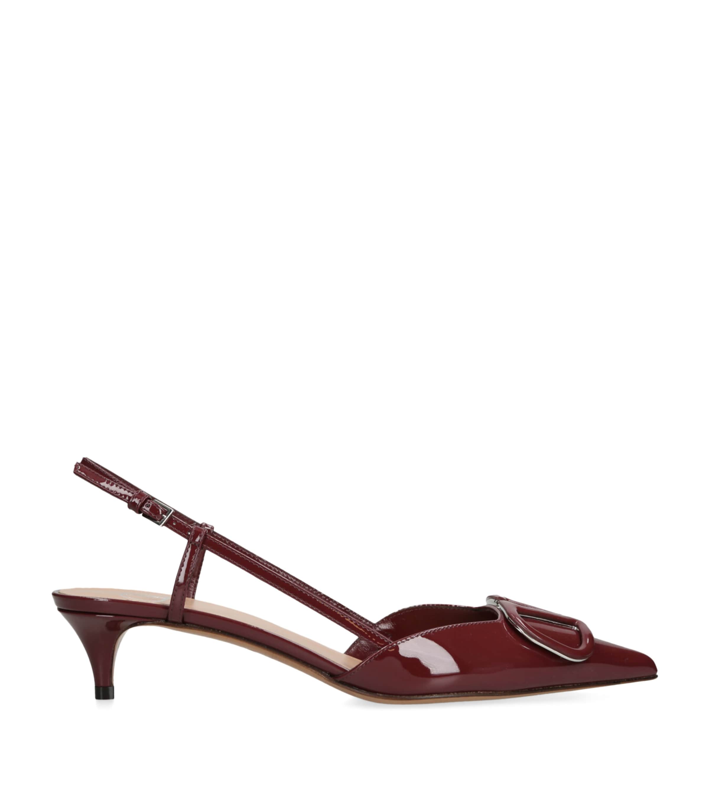Valentino Garavani Patent Leather Vlogo Slingback Pumps In Burgundy