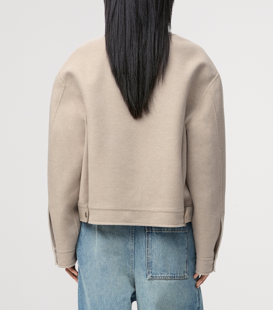 Wool-Cashmere Anagram Cardigan SANDSTONE/WHITE Image 4