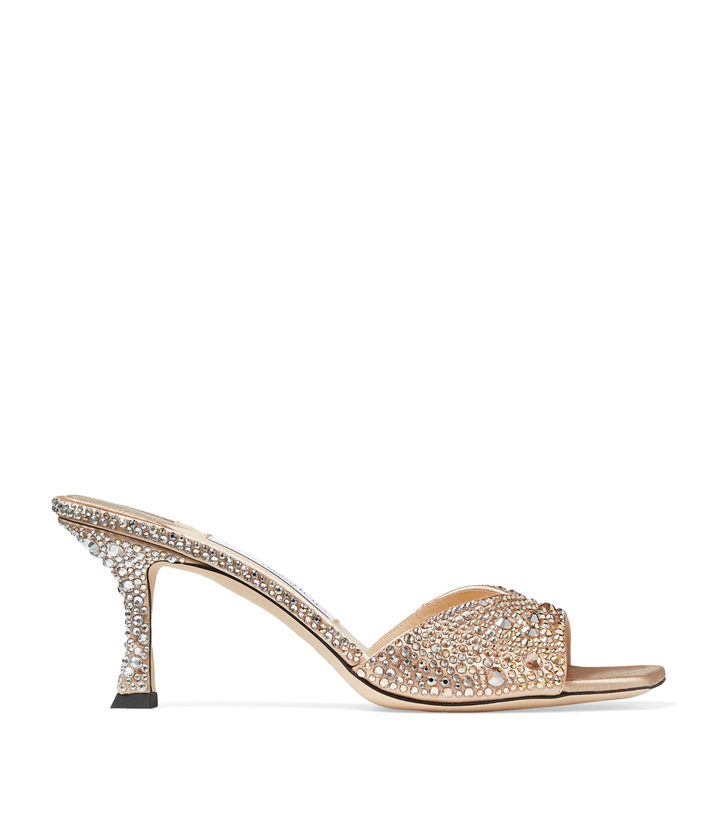 Jimmy Choo Skye 70 Rhinestone-embellished Mules In White