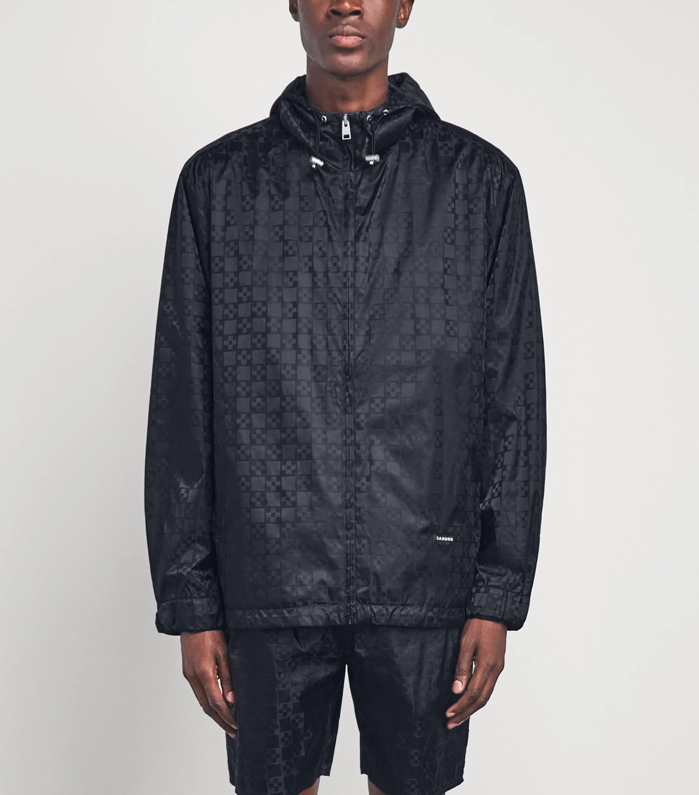 Sandro Paris Mens Technical Fabric Jacquard Jacket Dark Grey Image 4