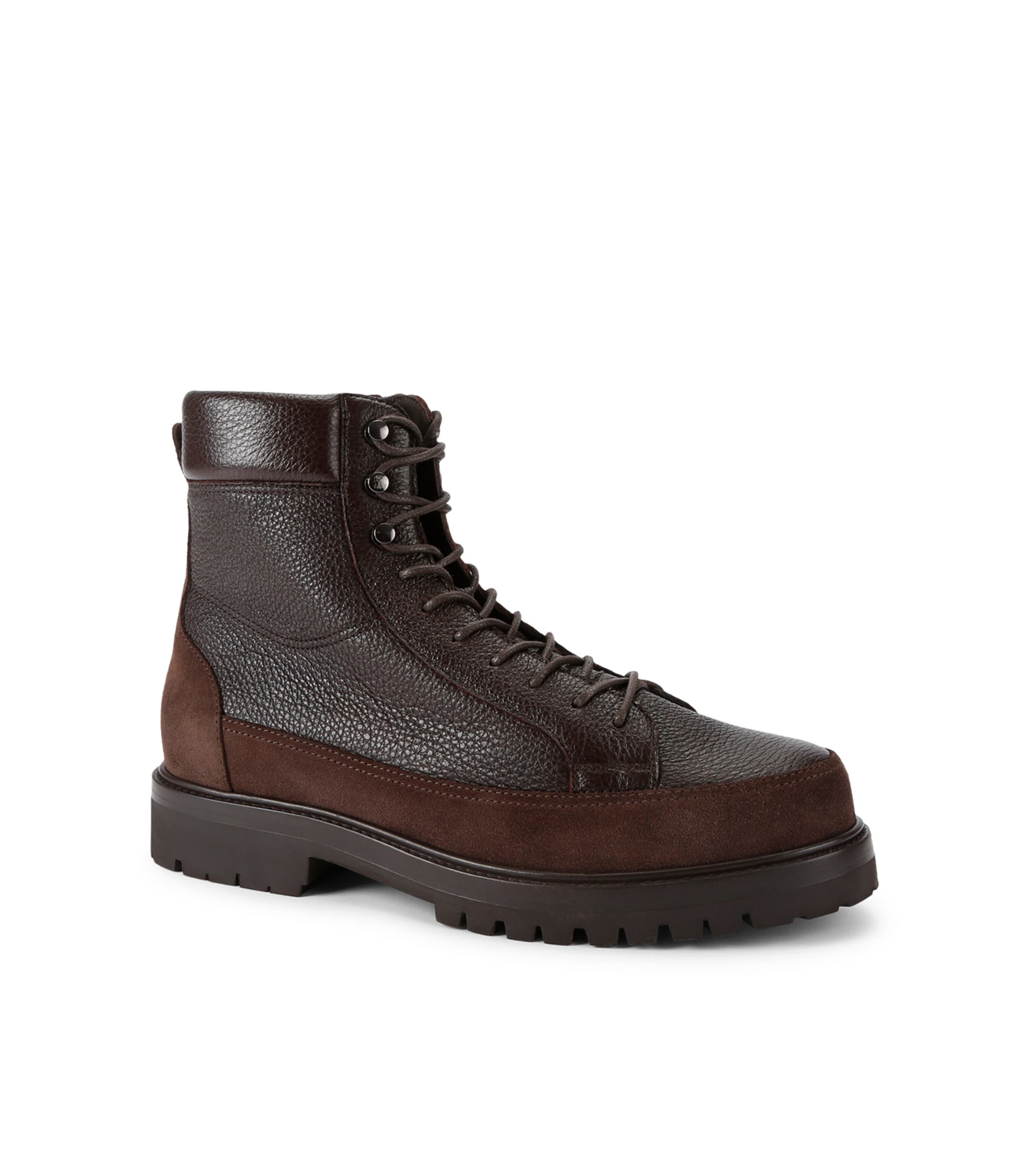 Brunello Cucinelli Leather Lace-Up Ankle Boots Dark Brown Image 3