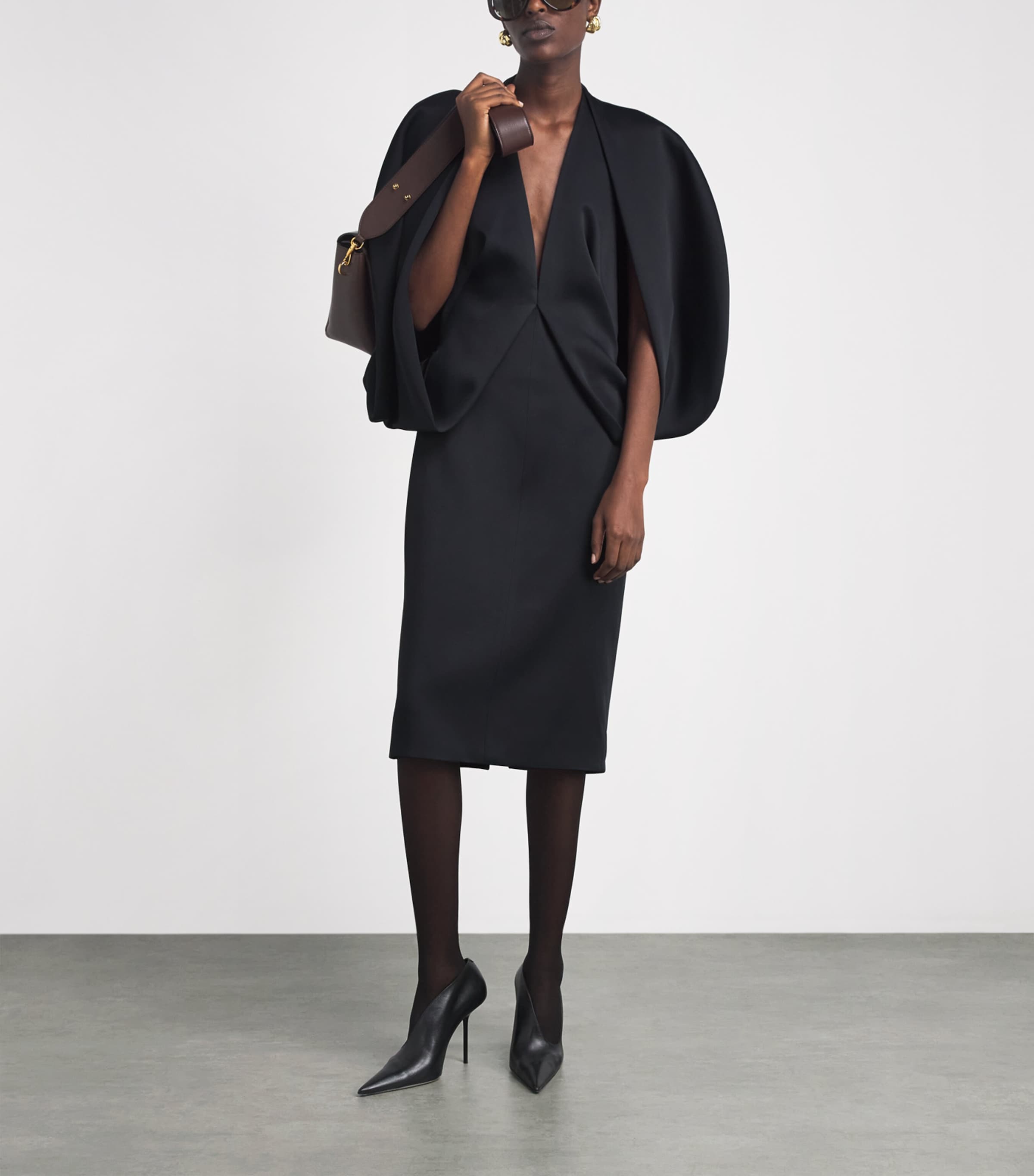 Khaite Womens Satin Dakota Mini Dress Black Image 2