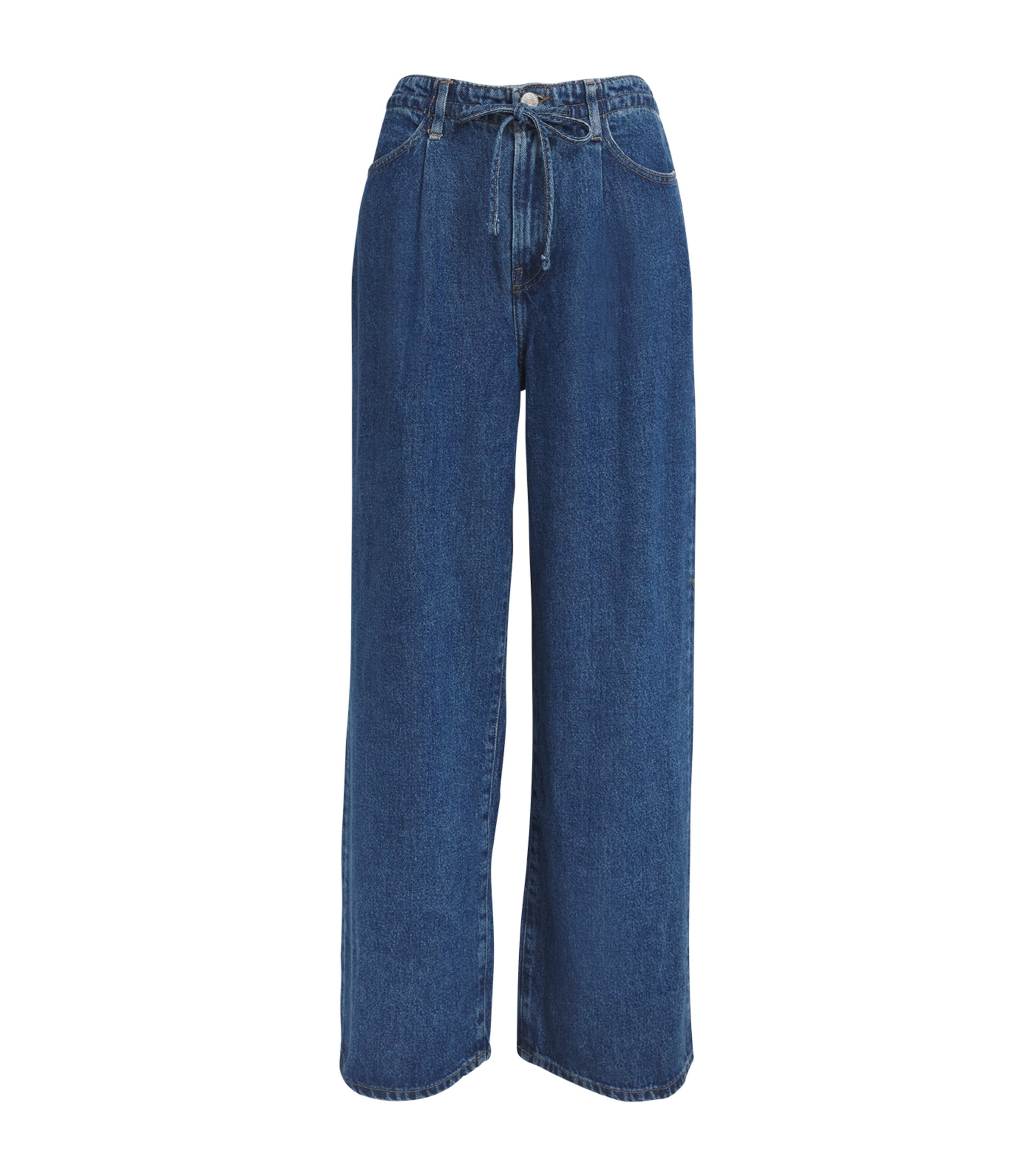 Frame Drawstring Wide-leg Jeans In Blue