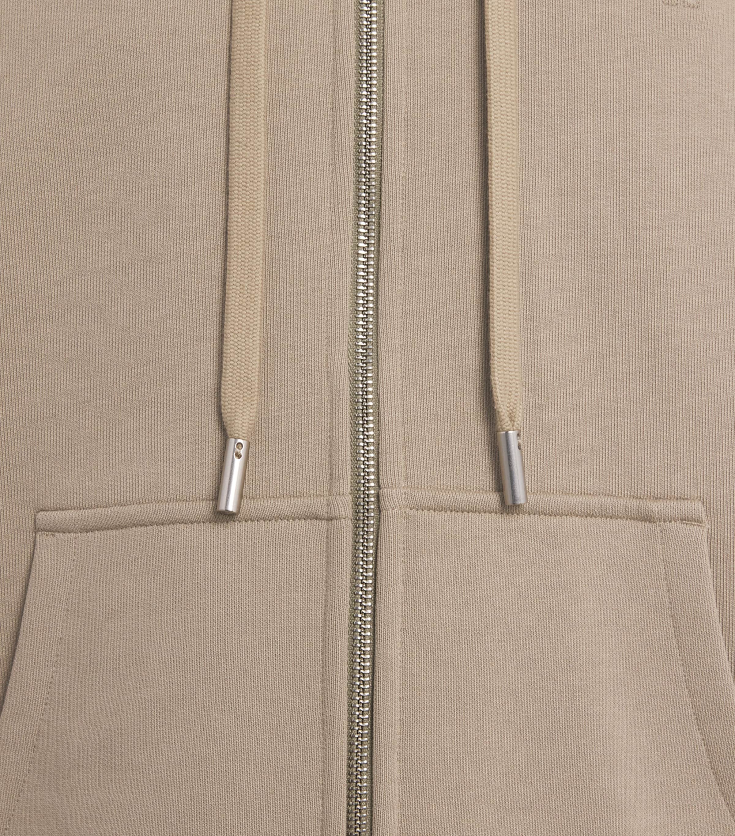 AMI Paris Mens Cotton Quota Zip-Up Hoodie Beige Taupe Image 6