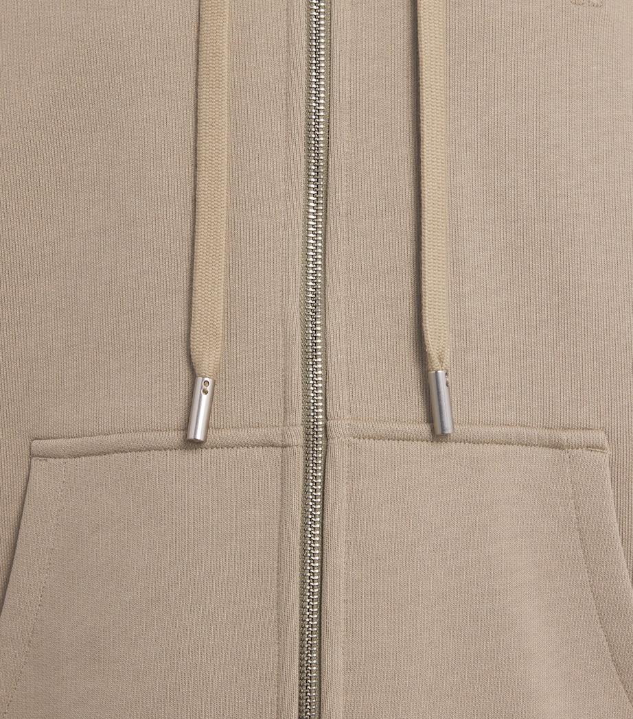 AMI Paris Mens Cotton Quota Zip-Up Hoodie Beige Taupe Image 6