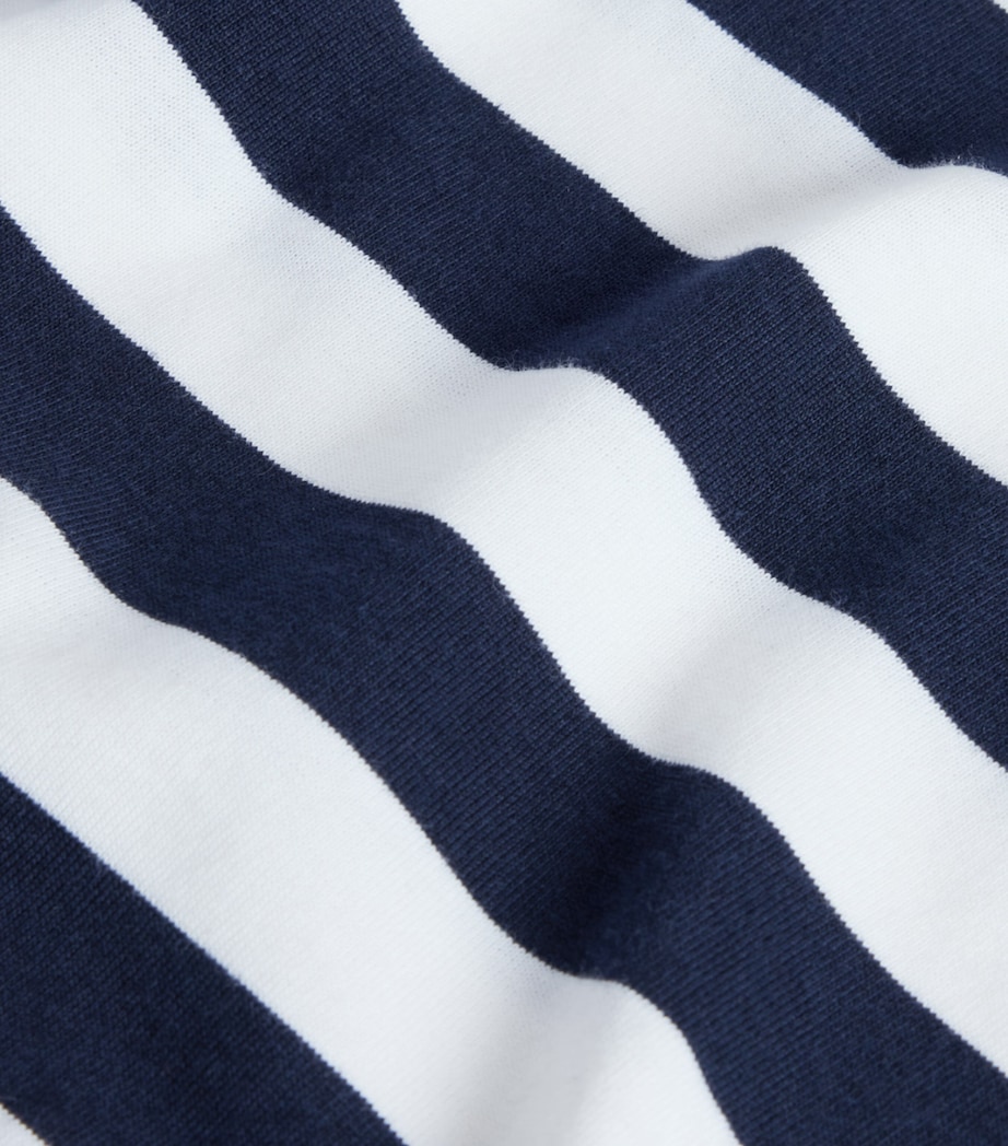 Dunhill Mens Cotton-Cashmere Stripe Polo Shirt Navy Image 3