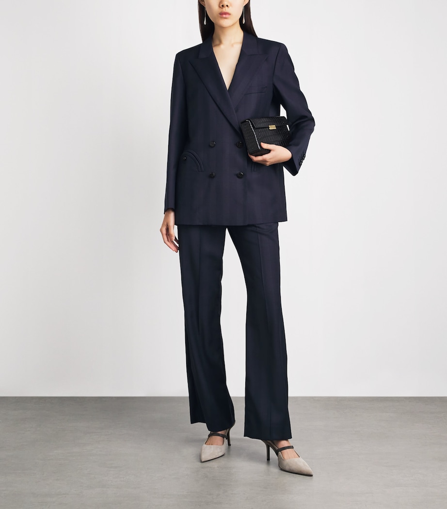 Blazé Milano Womens Virgin Wool Aramis Everynight Double-Breasted Blazer Navy Image 2