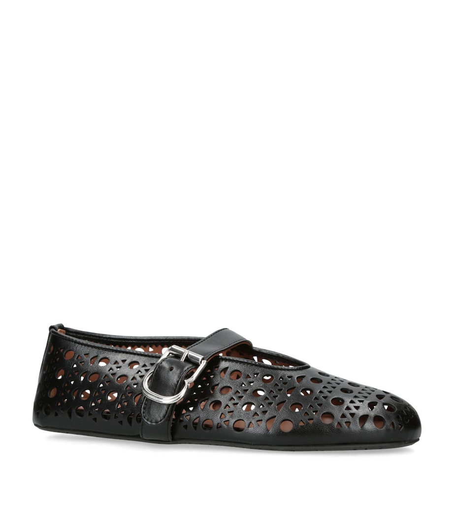 Leather Vienne Ballet Flats BLACK Image 3