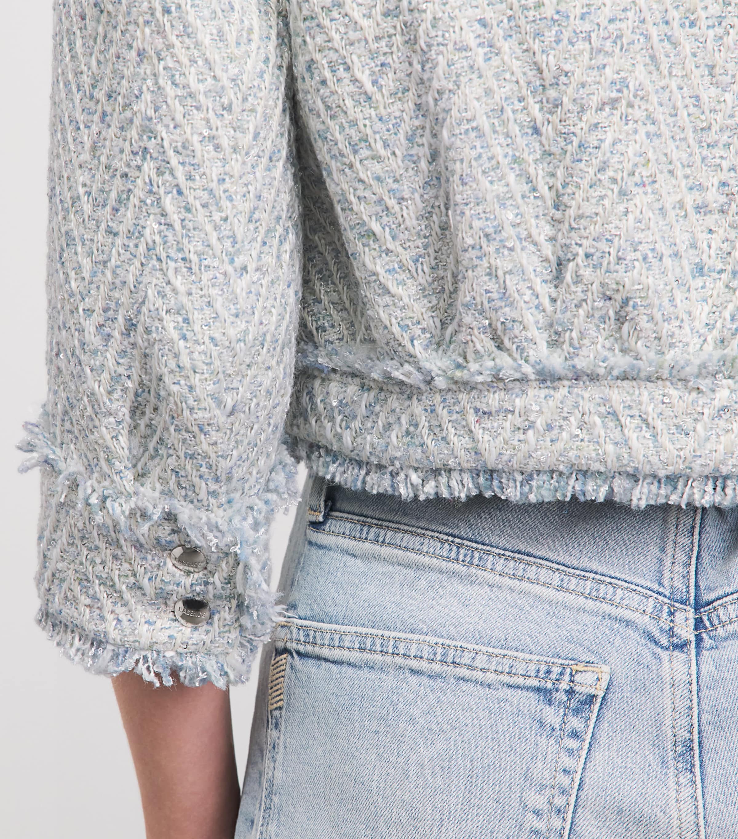 L'Agence Womens Tweed Chevron Jacket Lt Blue/ivory Chvron Image 3