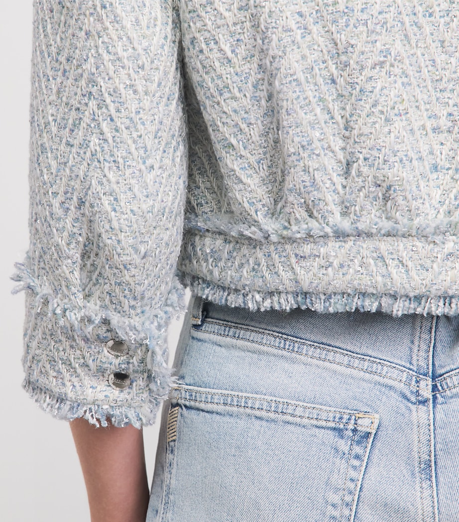 L'Agence Womens Tweed Chevron Jacket Lt Blue/ivory Chvron Image 3