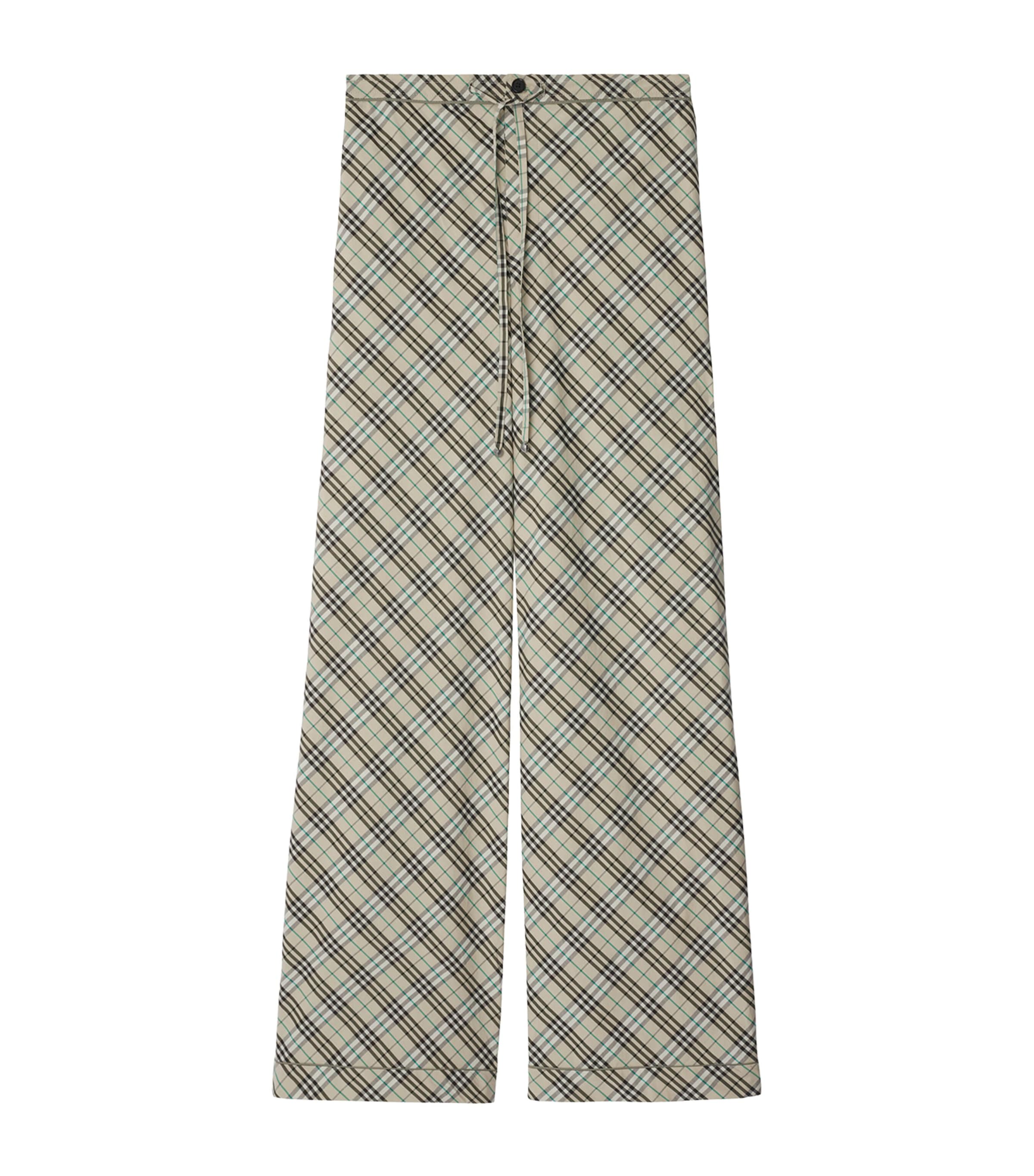 Burberry Cotton Check Pyjama Trousers In Green