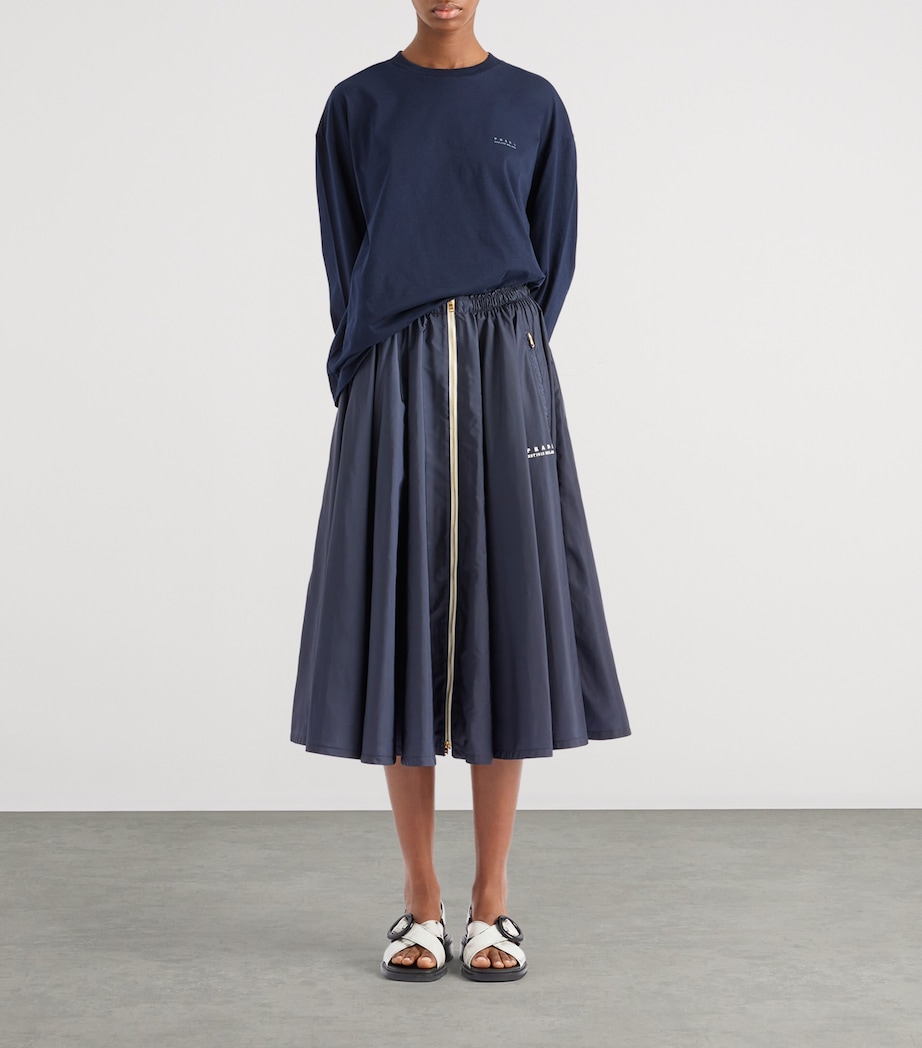 Re-Nylon Pleated Midi Skirt F0AA7 Image 2