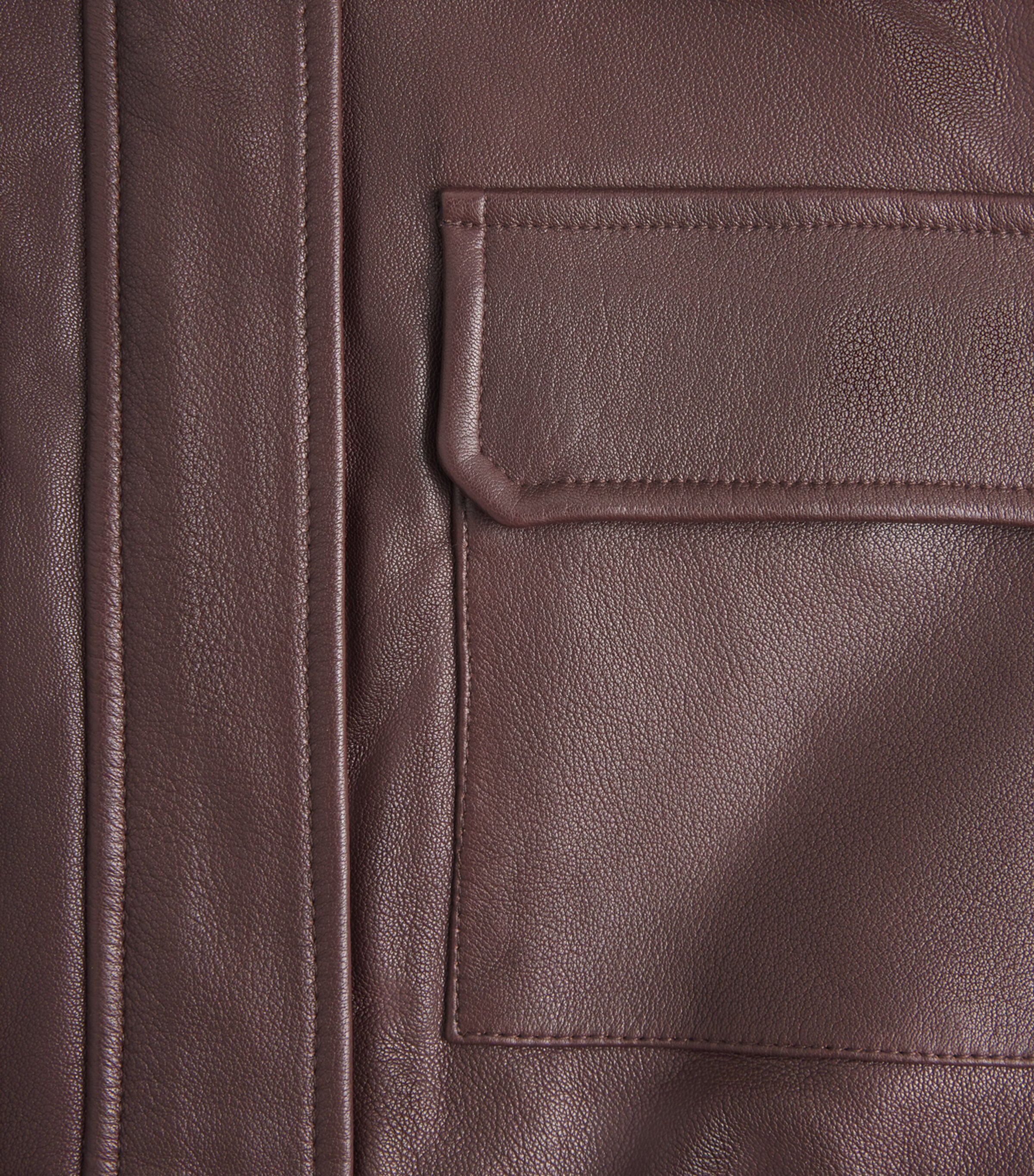 Sandro Paris Womens Oversized Leather Jacket Bordeaux Image 6