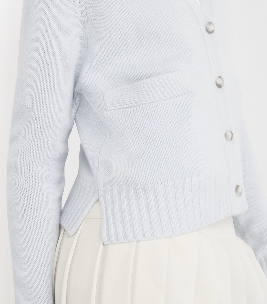 Open Cashmere V-Neck Cardigan OXFORD BLUE Image 6