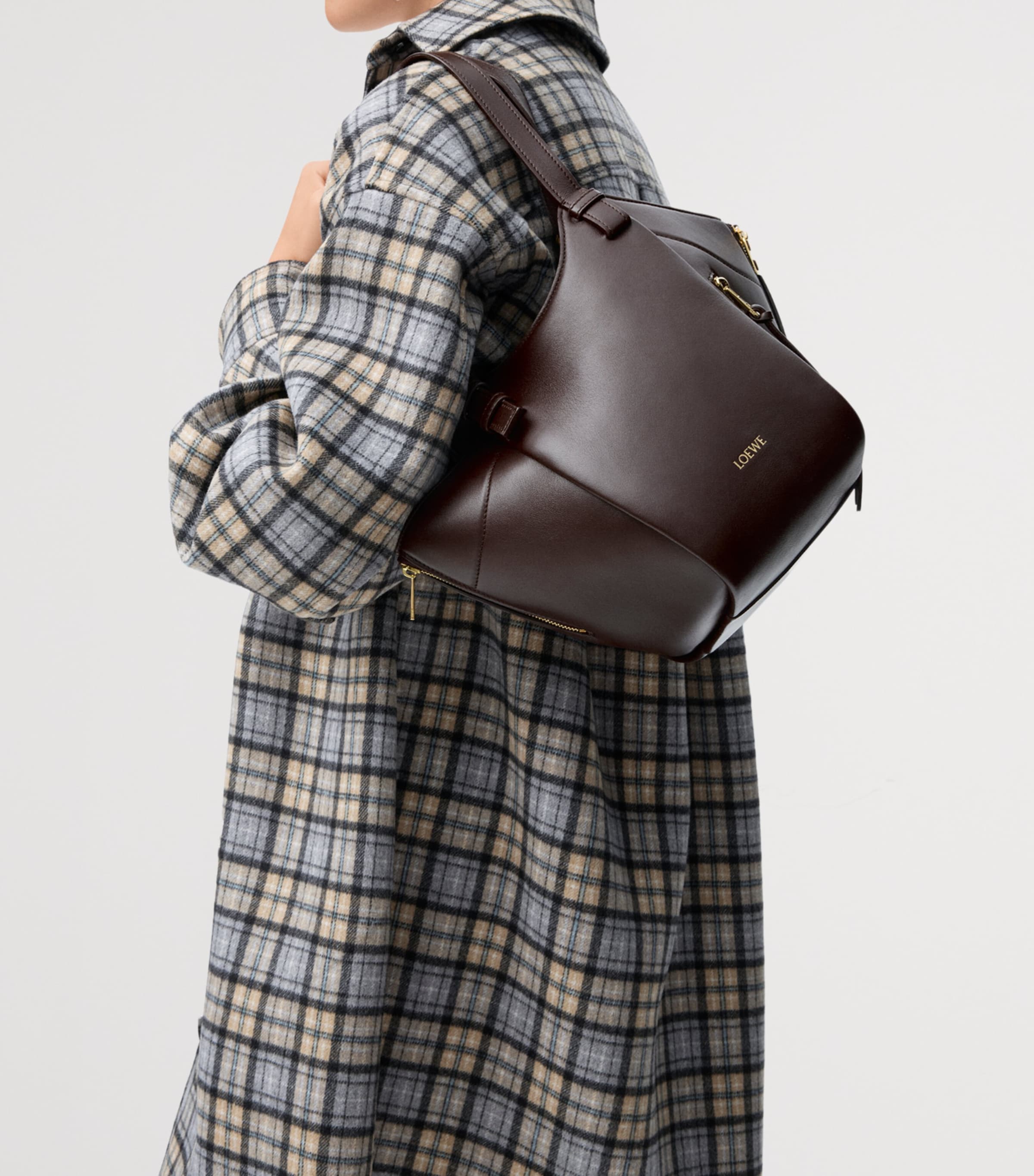 Calfskin Hammock Flip Tote Bag DARK CHESTNUT Image 9