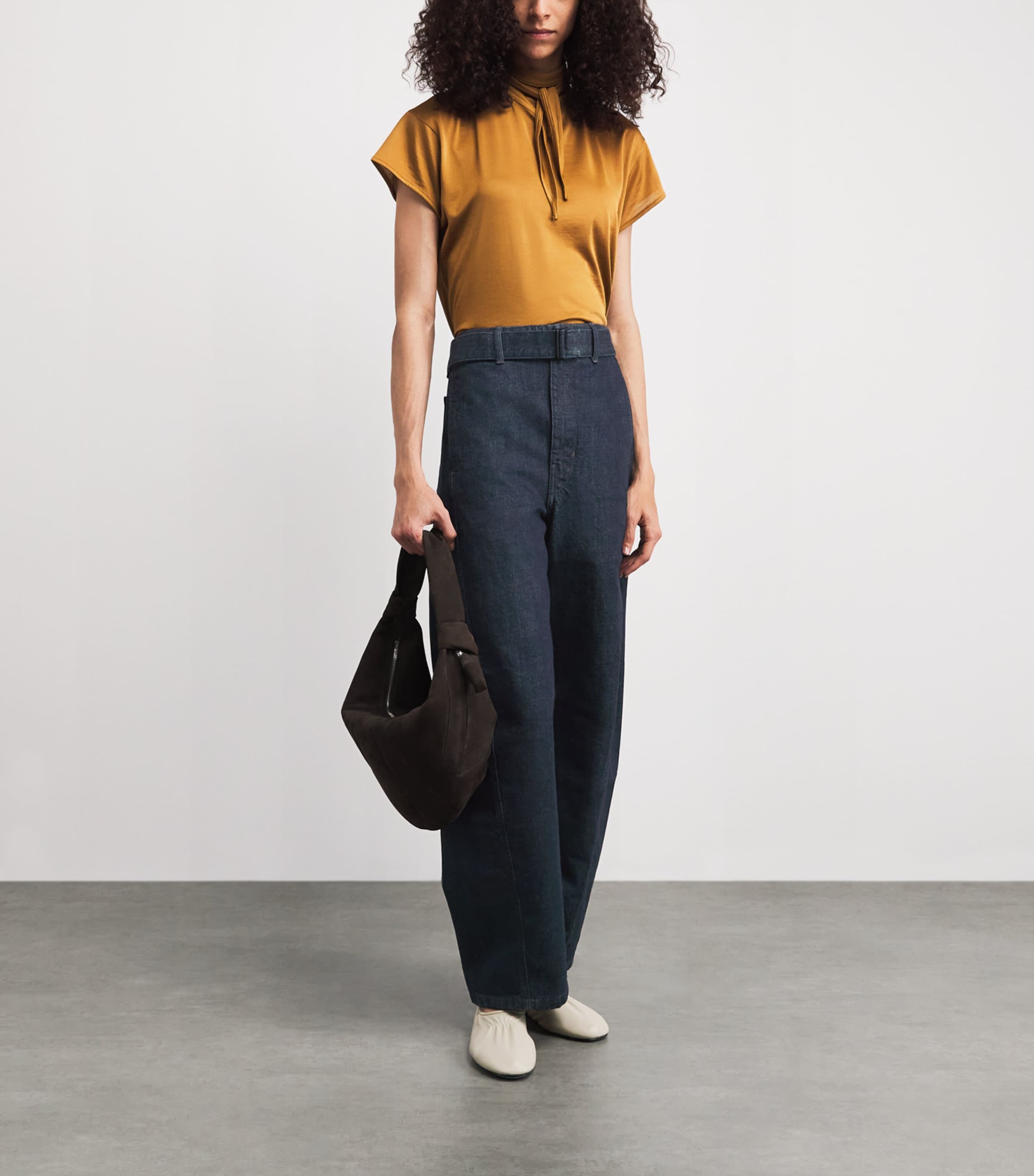 Lemaire Womens Twisted Belted Jeans Denim Indigo Image 2
