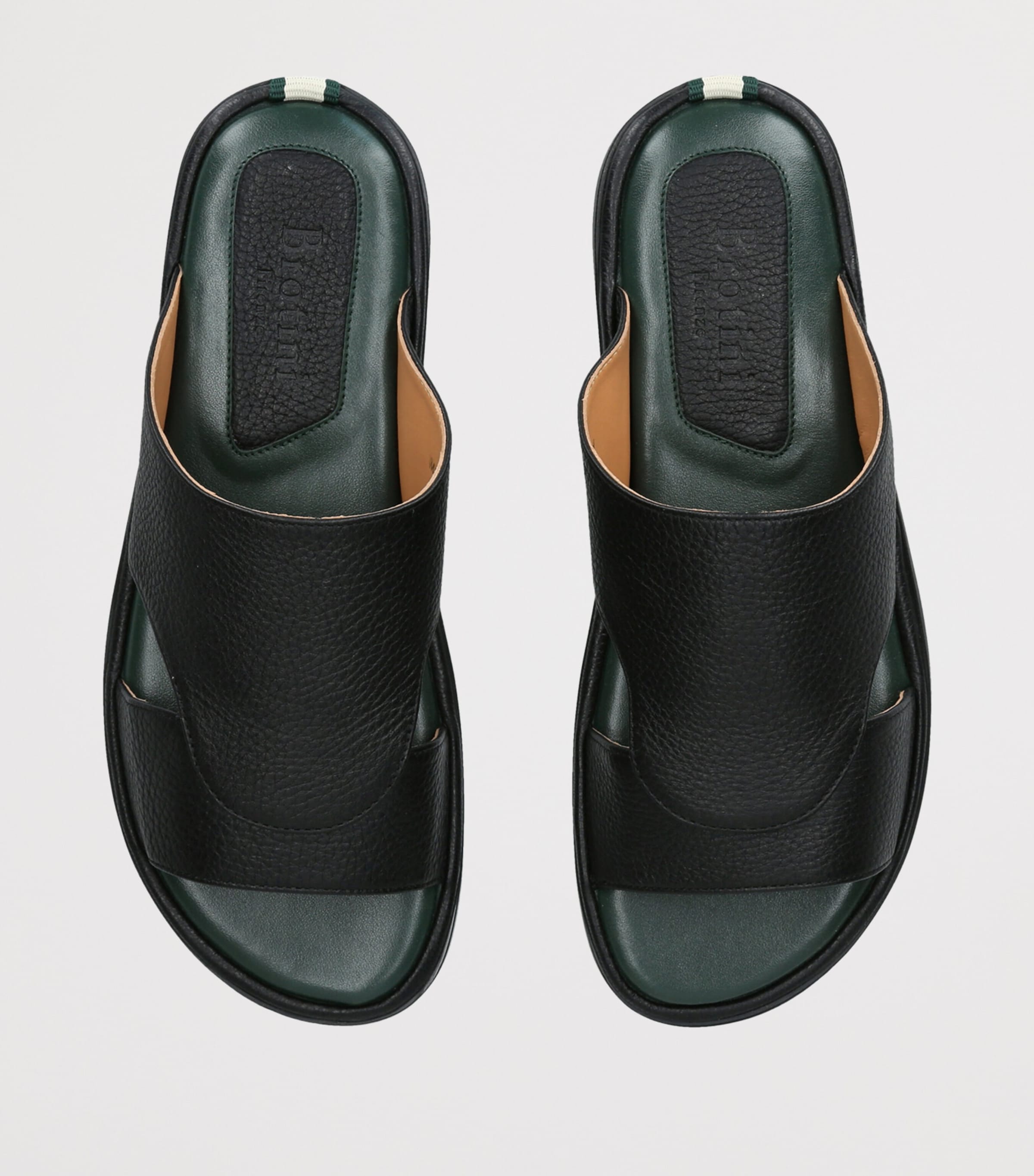 Brotini Leather Two-Strap Sandals Black Image 3