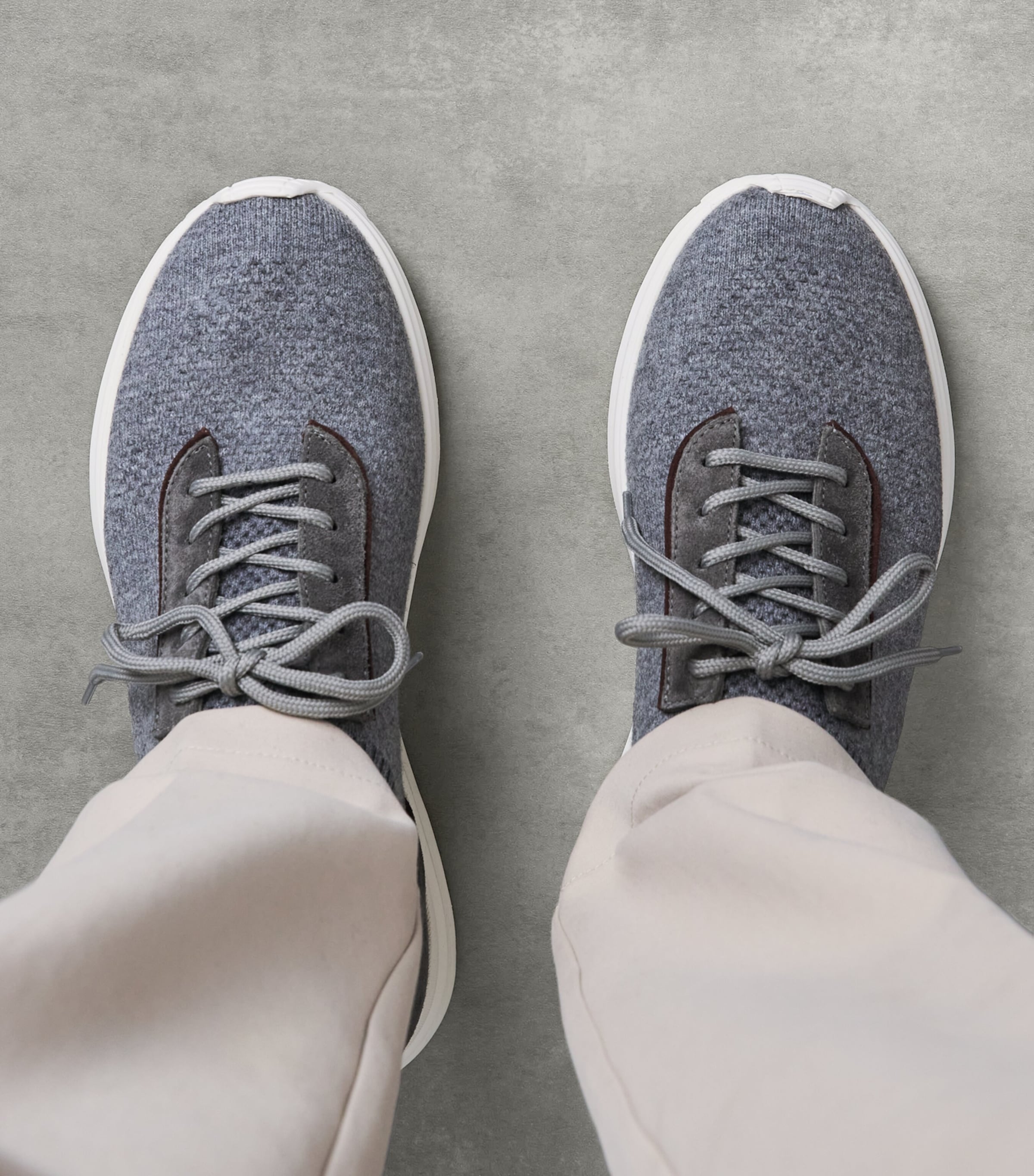 Eleventy Mens Knitted Panel Sneakers Grigio Medio, Bordea Image 2