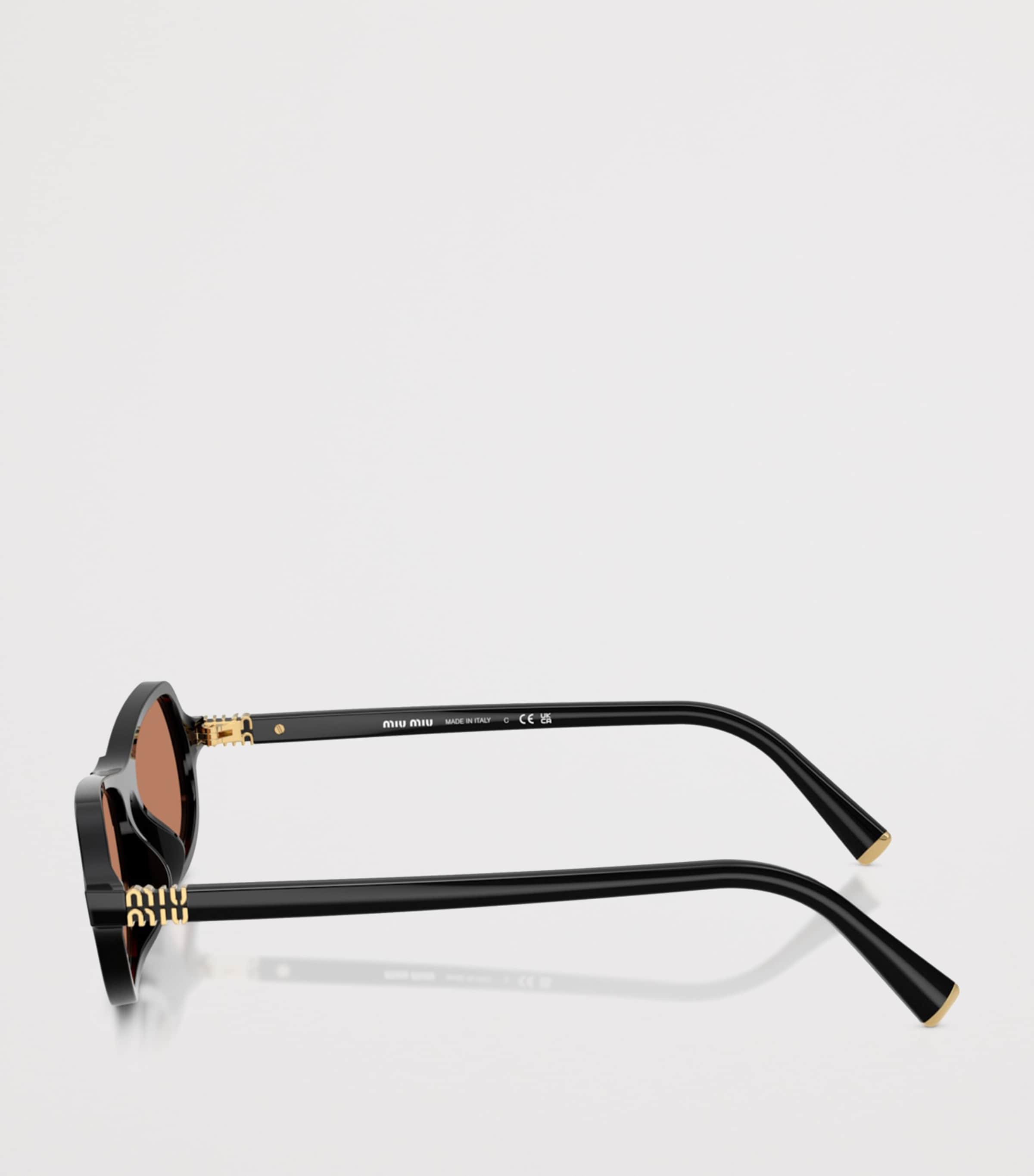 Miu Miu Irregular Oval Sunglasses Black Image 3