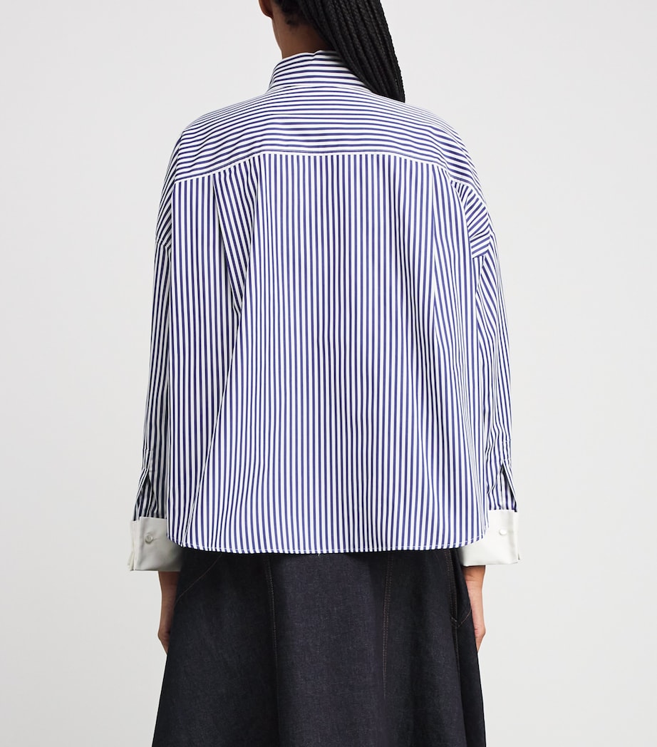 Contrast-Cuff Stripe Shirt NAVY Image 4