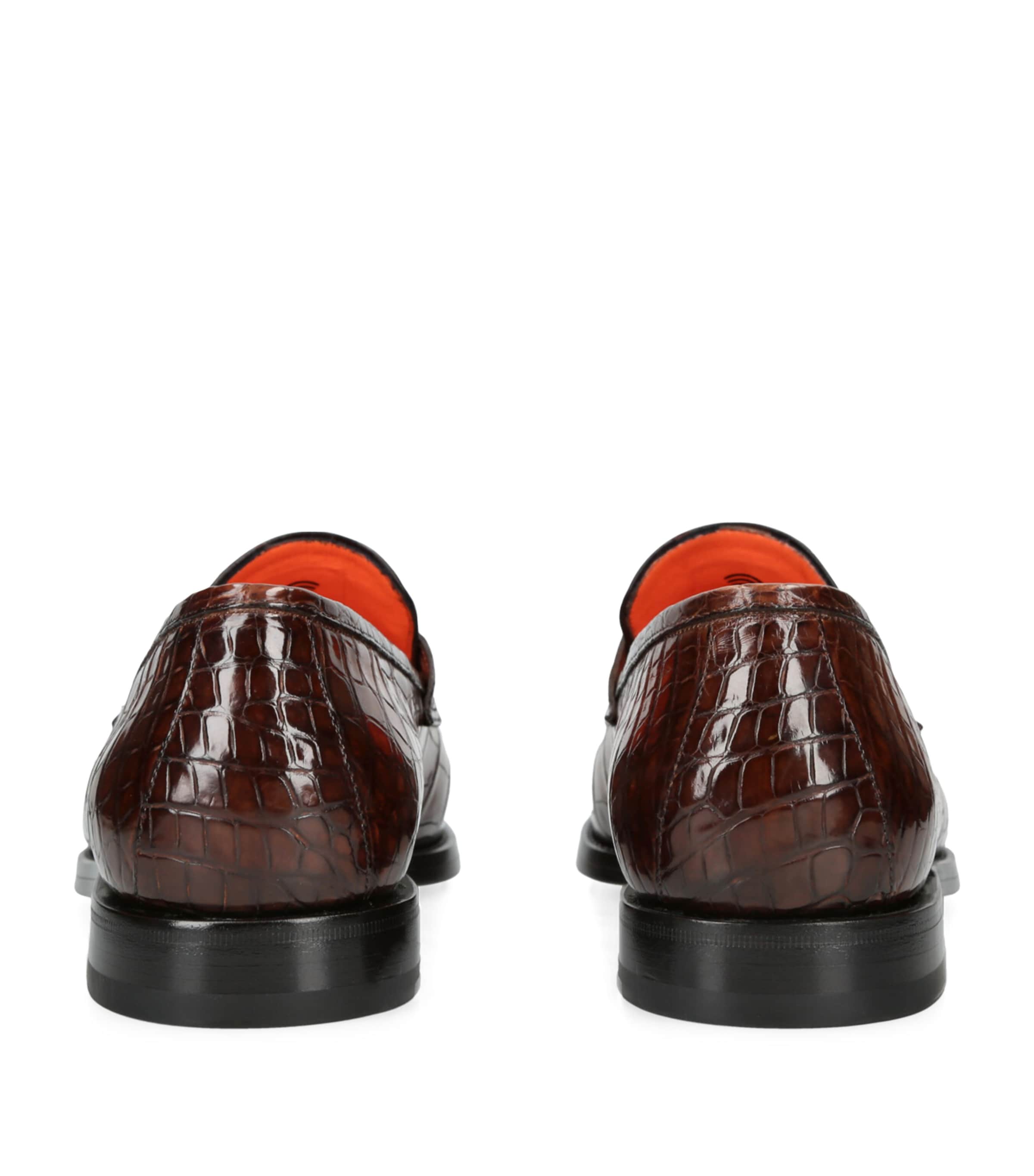 Crocodile Leather Carlos Penny Loafers TAN Image 2