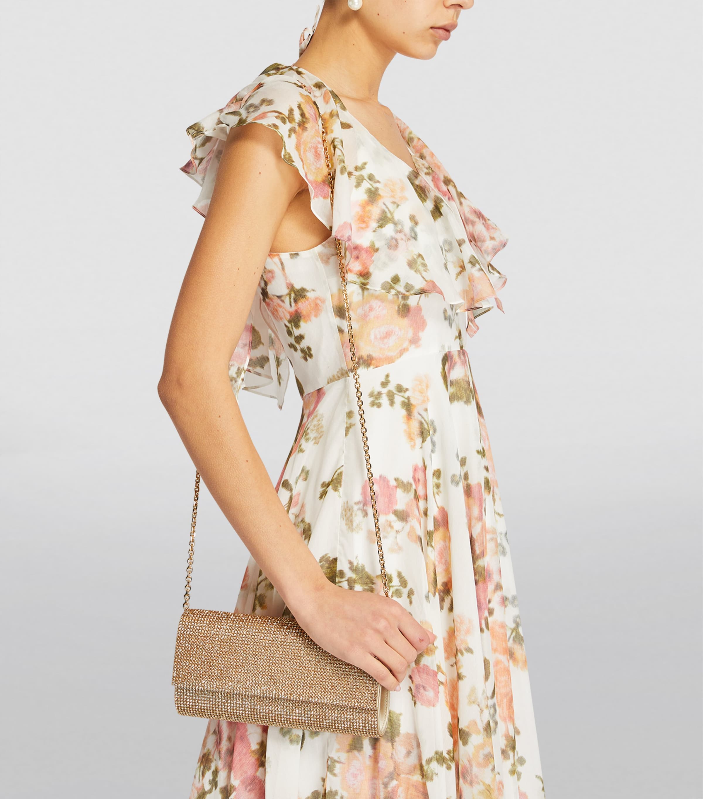 Satin Crystal-Embellished Perry Clutch Bag CPROS CHAMPAGNE Image 4