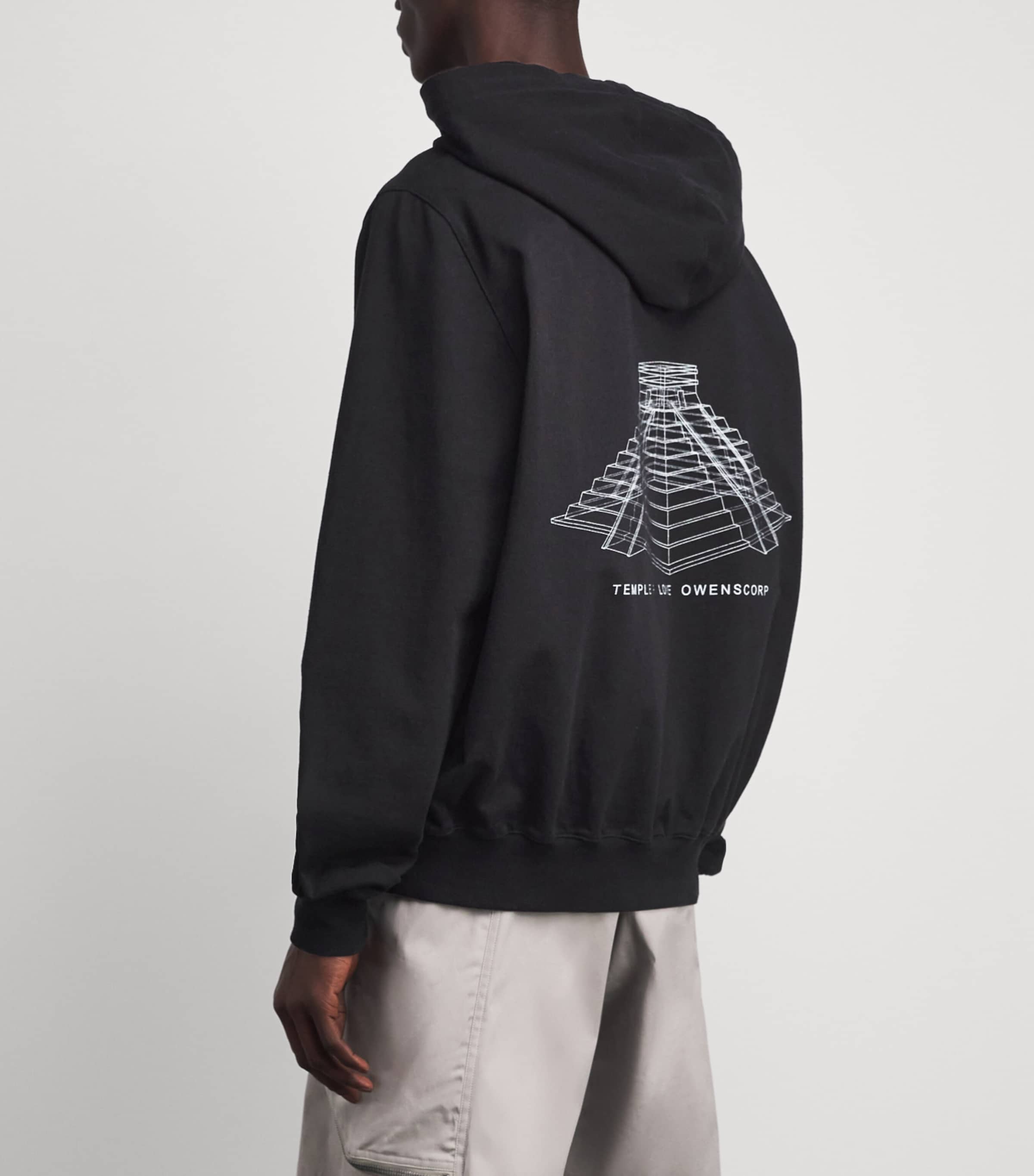 Rick Owens Mens Cotton Oversized Hoodie Black/milk Image 5