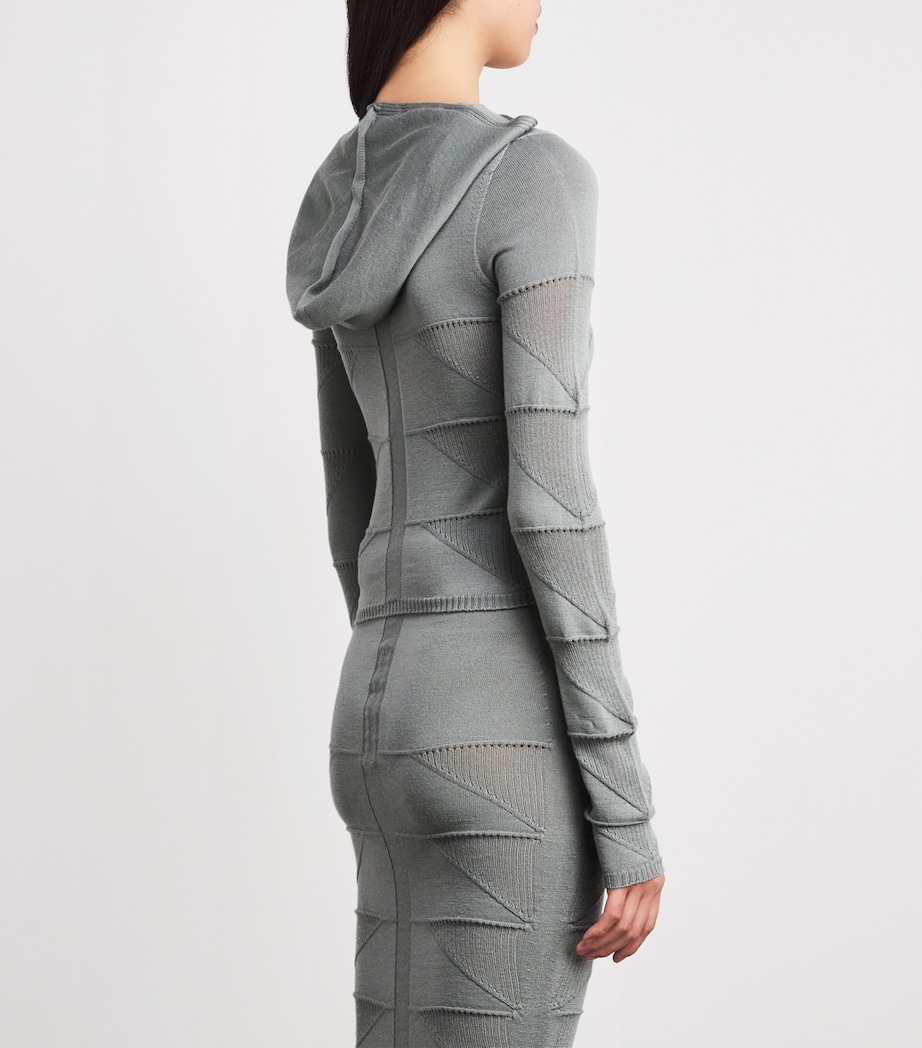 Virgin Wool Knitted Hoodie 06 WASHED INDIGO Image 4