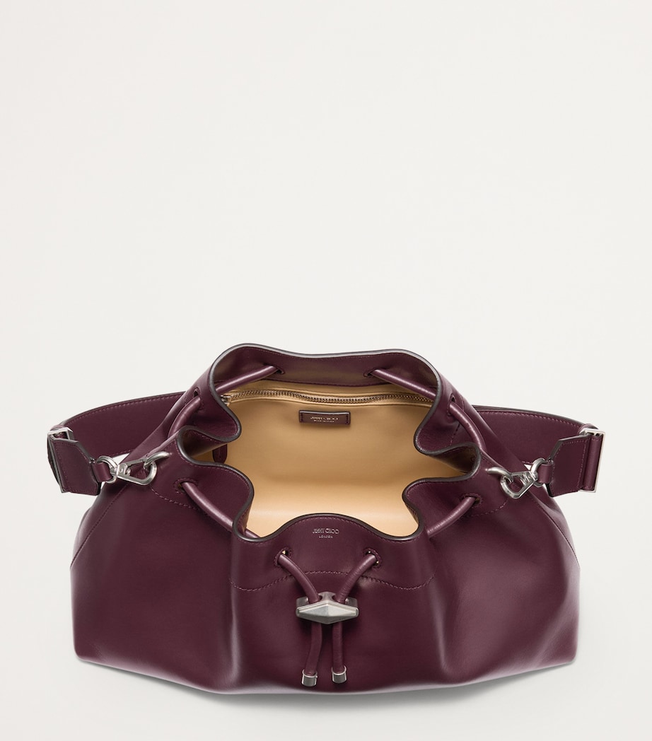 Medium Leather Cinch Bucket Bag GARNET/ANTIQUE SILVE Image 2