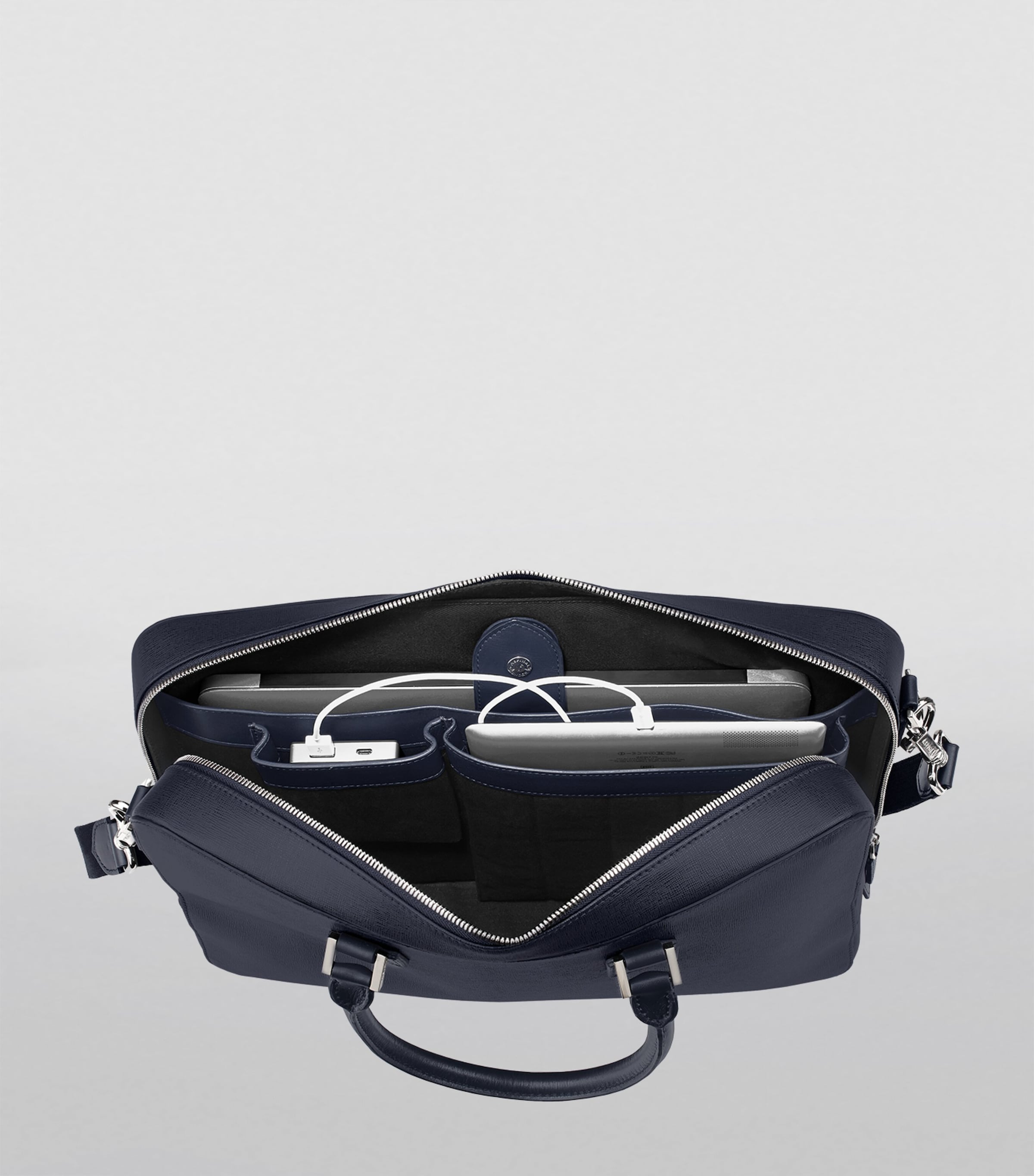 Leather Mount Street Briefcase Bag NAVY Image 5