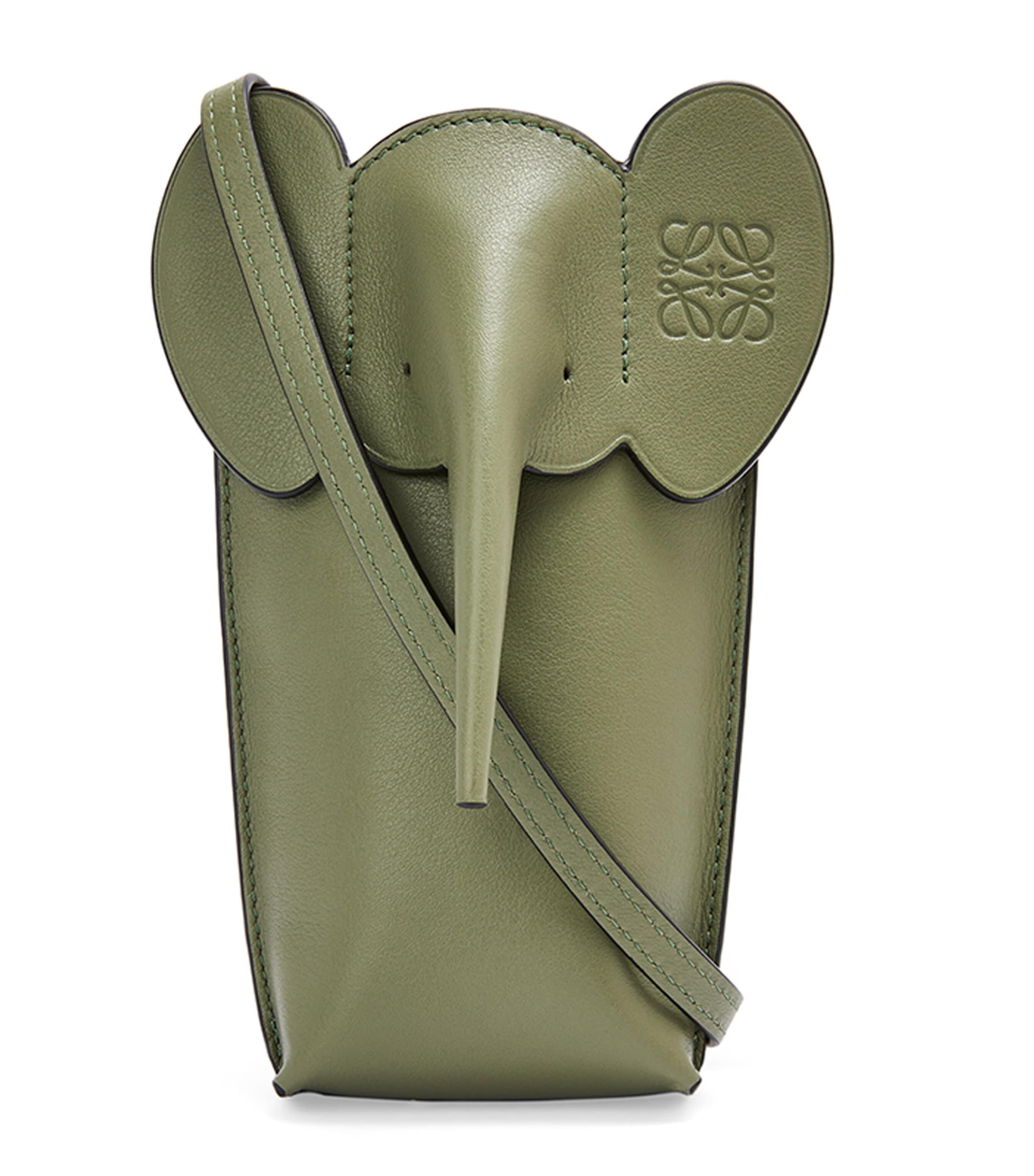 Loewe Leather Elephant Pocket Bag In Green