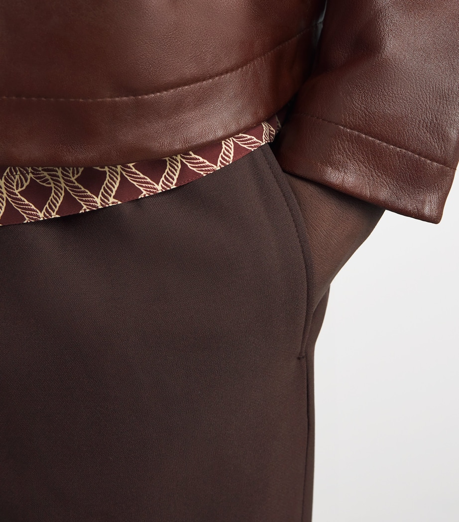 Jersey Wide-Leg Trousers CHOCOLATE Image 7