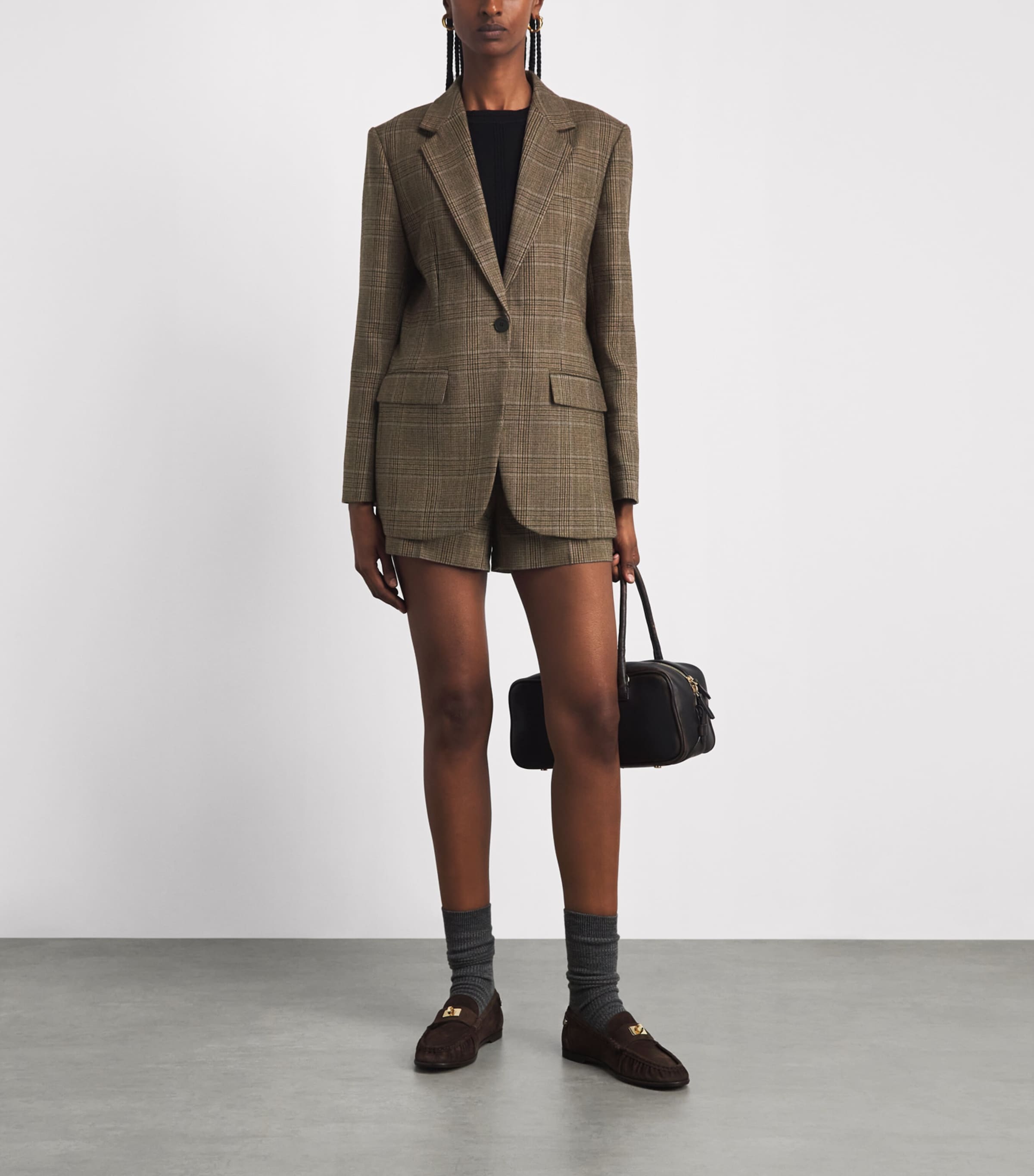 Sandro Paris Womens Wool Check Blazer Caramel Image 2