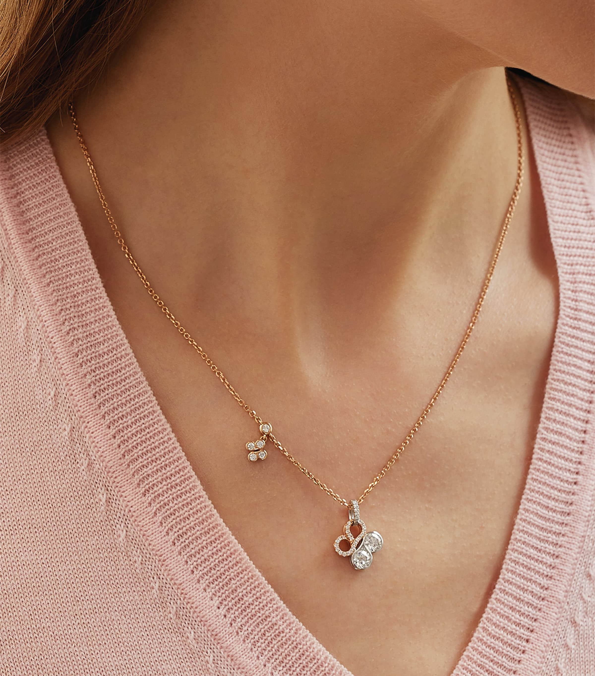 Rose Gold, Platinum and Diamond Be Boodles Necklace ROSE GOLD Image 3