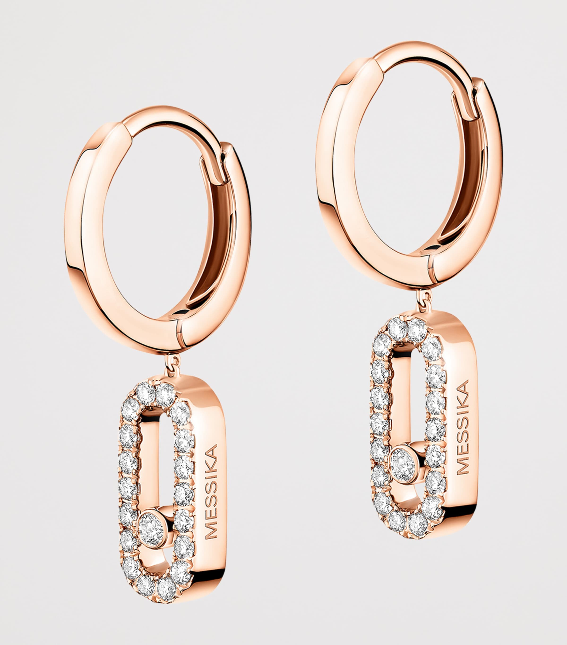 Messika Move Uno Rose Gold and Diamond Drop Earrings Pink Gold Image 3
