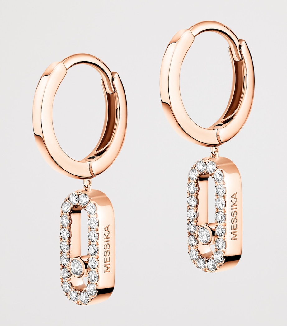 Messika Move Uno Rose Gold and Diamond Drop Earrings Pink Gold Image 3