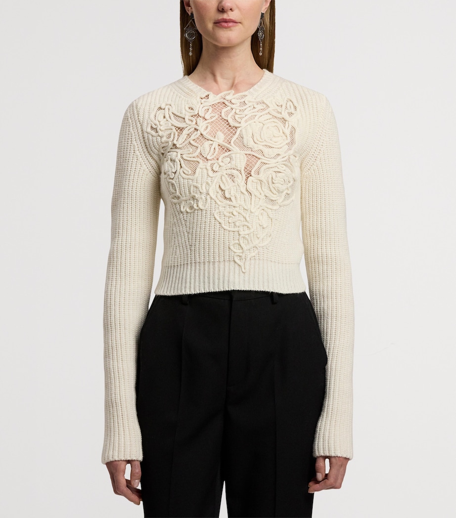 Cashmere Floral Sweater CREAM Image 10