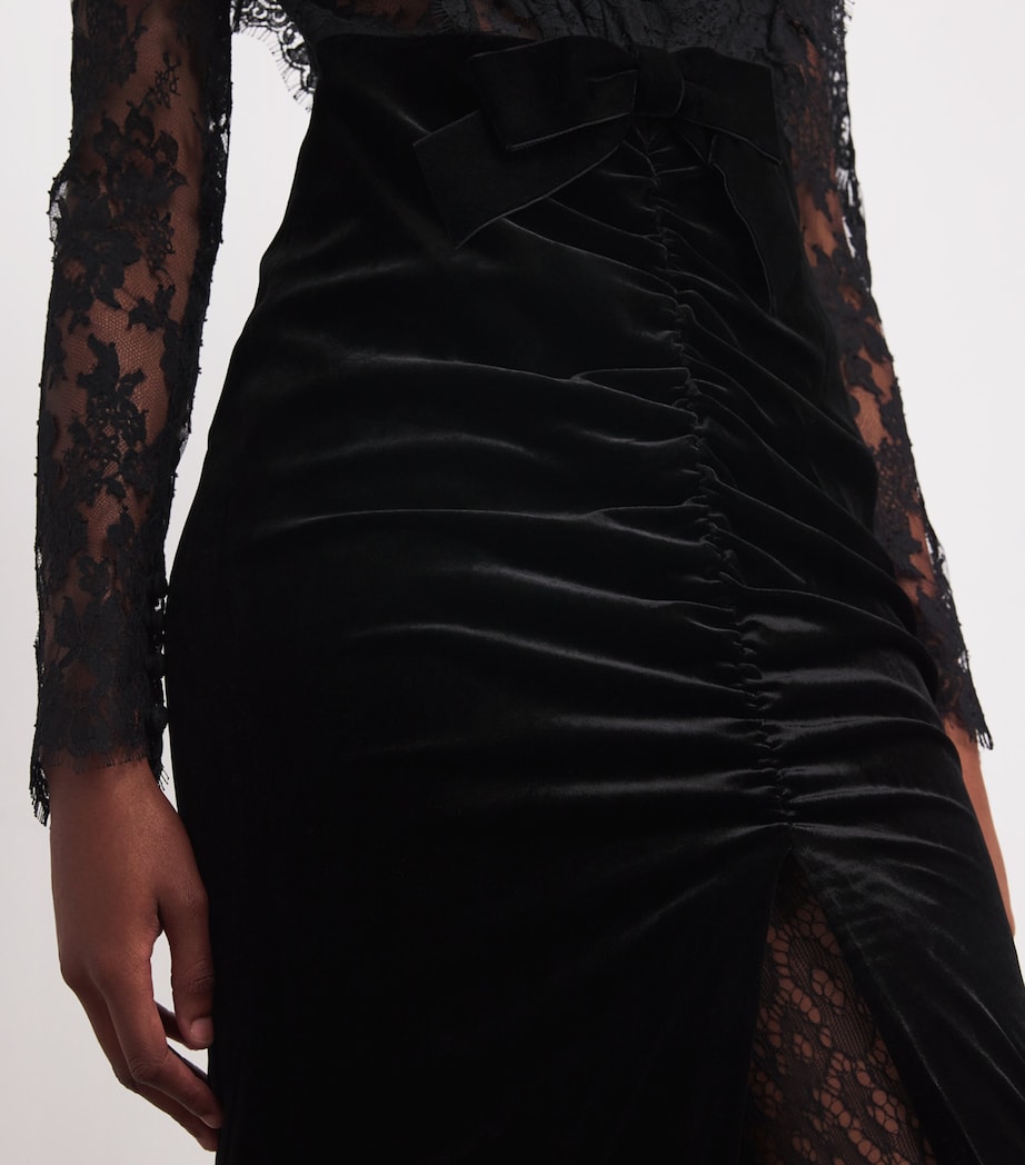 Lace-Velvet Gown 0900 BLACK Image 7
