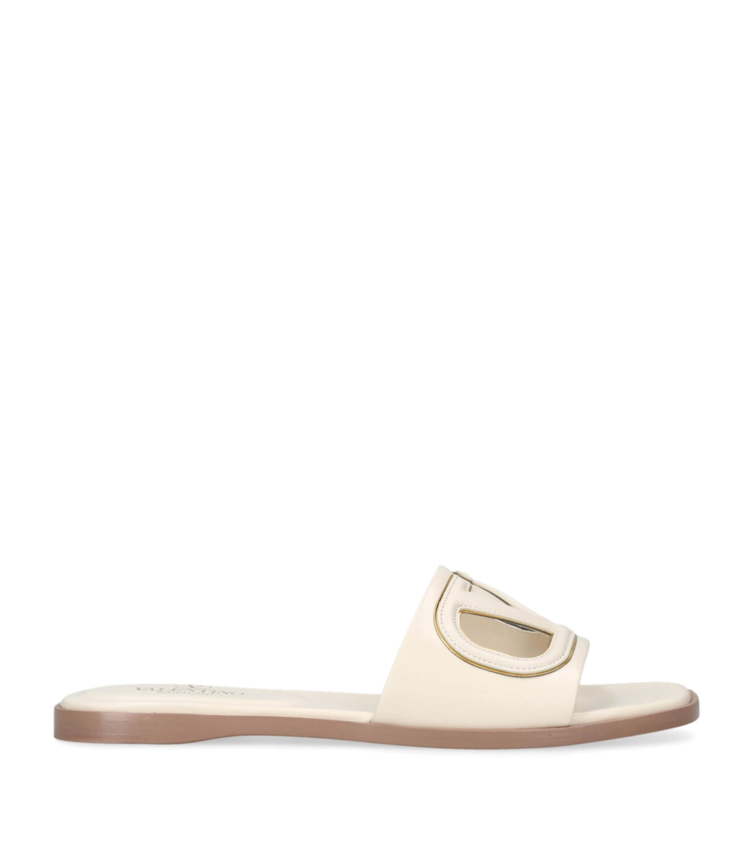 VALENTINO GARAVANI LEATHER CUT-OUT VLOGO SLIDES 