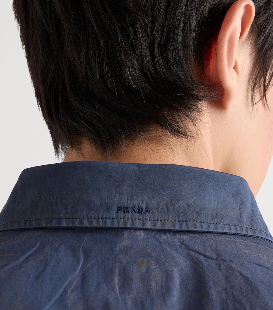 Prada Mens Cotton Vintage-Look Shirt Blue Image 6