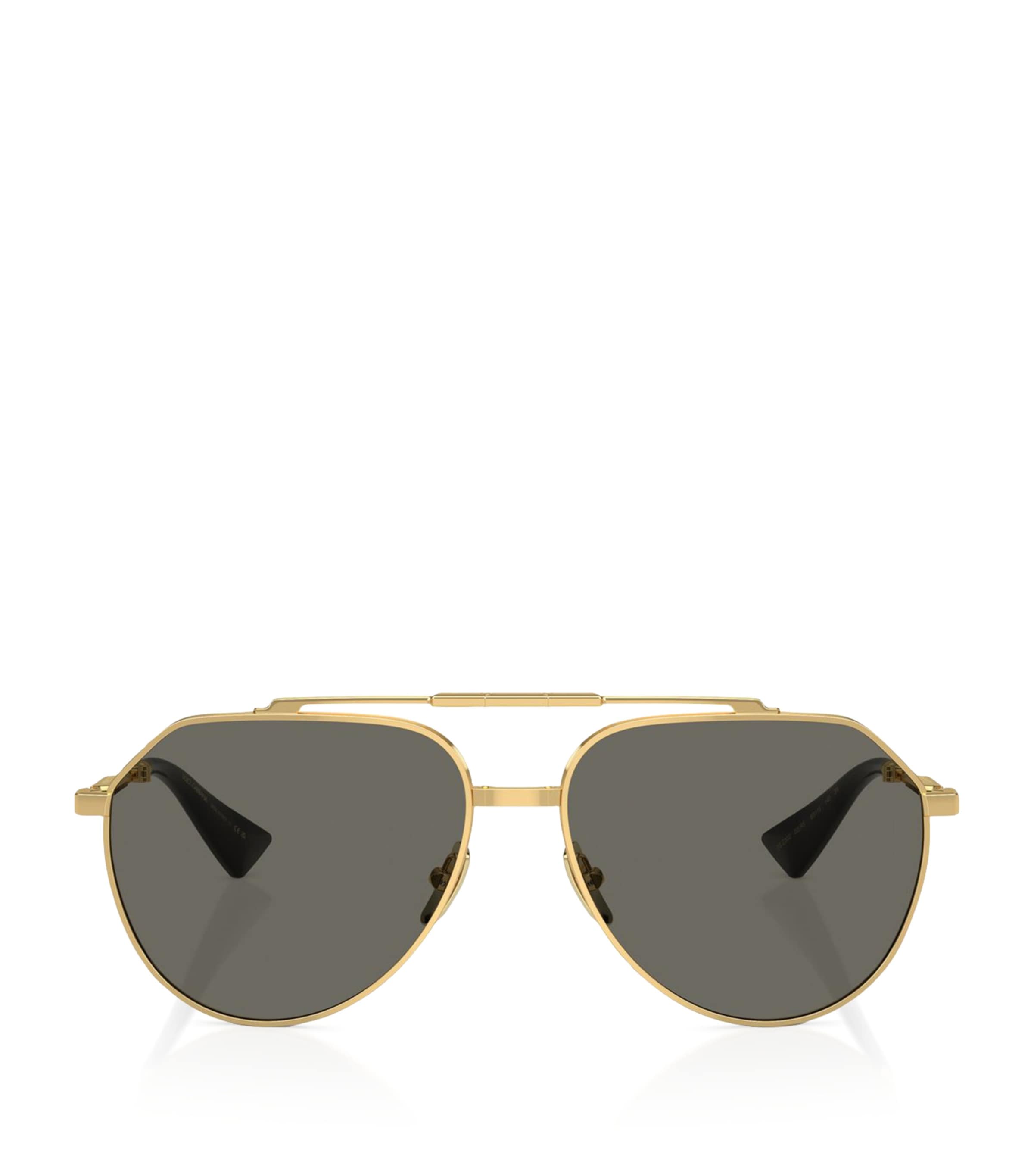 Dolce & Gabbana Gold Frame Metal Sunglasses With Gray Lenses In Gold