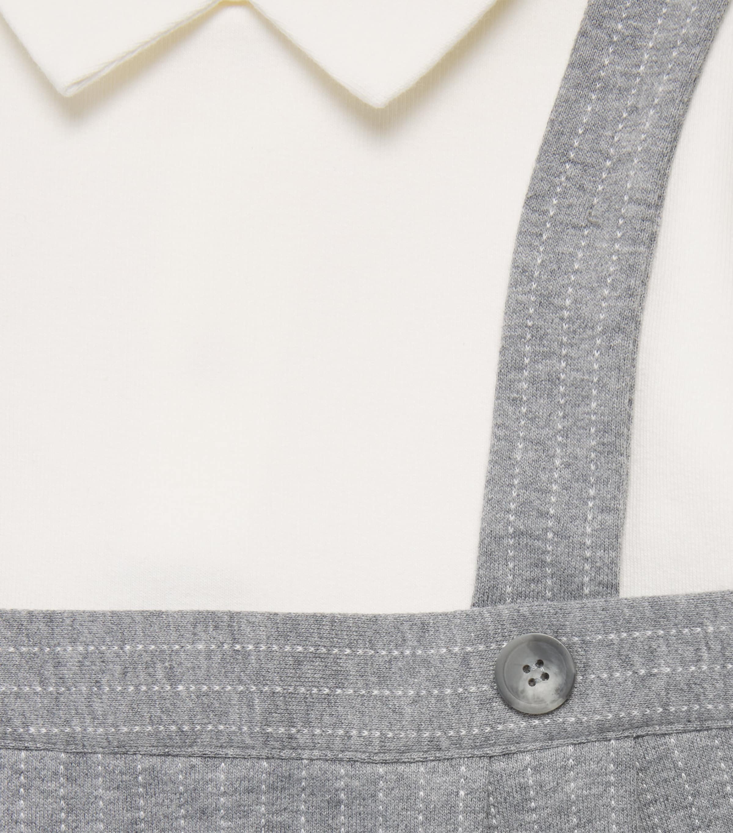 Il Gufo Cotton-Blend Collar Playsuit (1-18 Months) Dark Grey Image 3