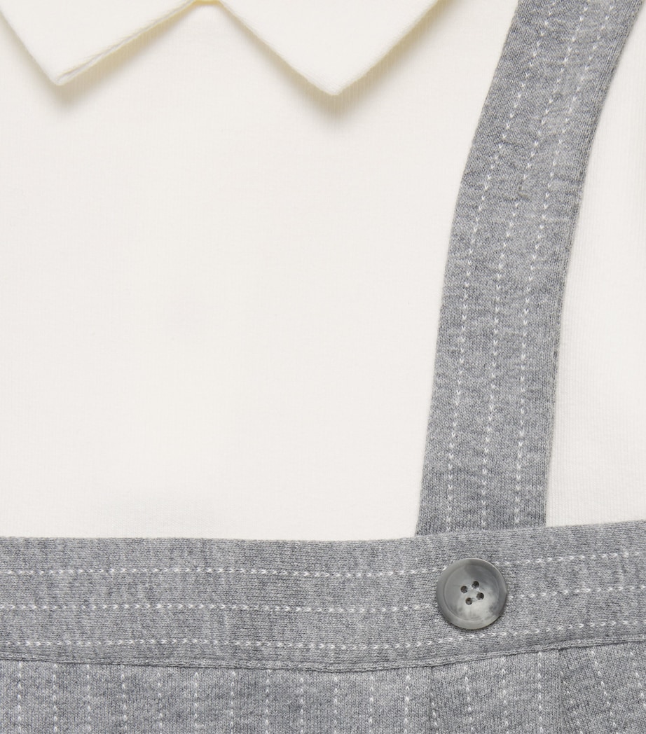 Il Gufo Cotton-Blend Collar Playsuit (1-18 Months) Dark Grey Image 3