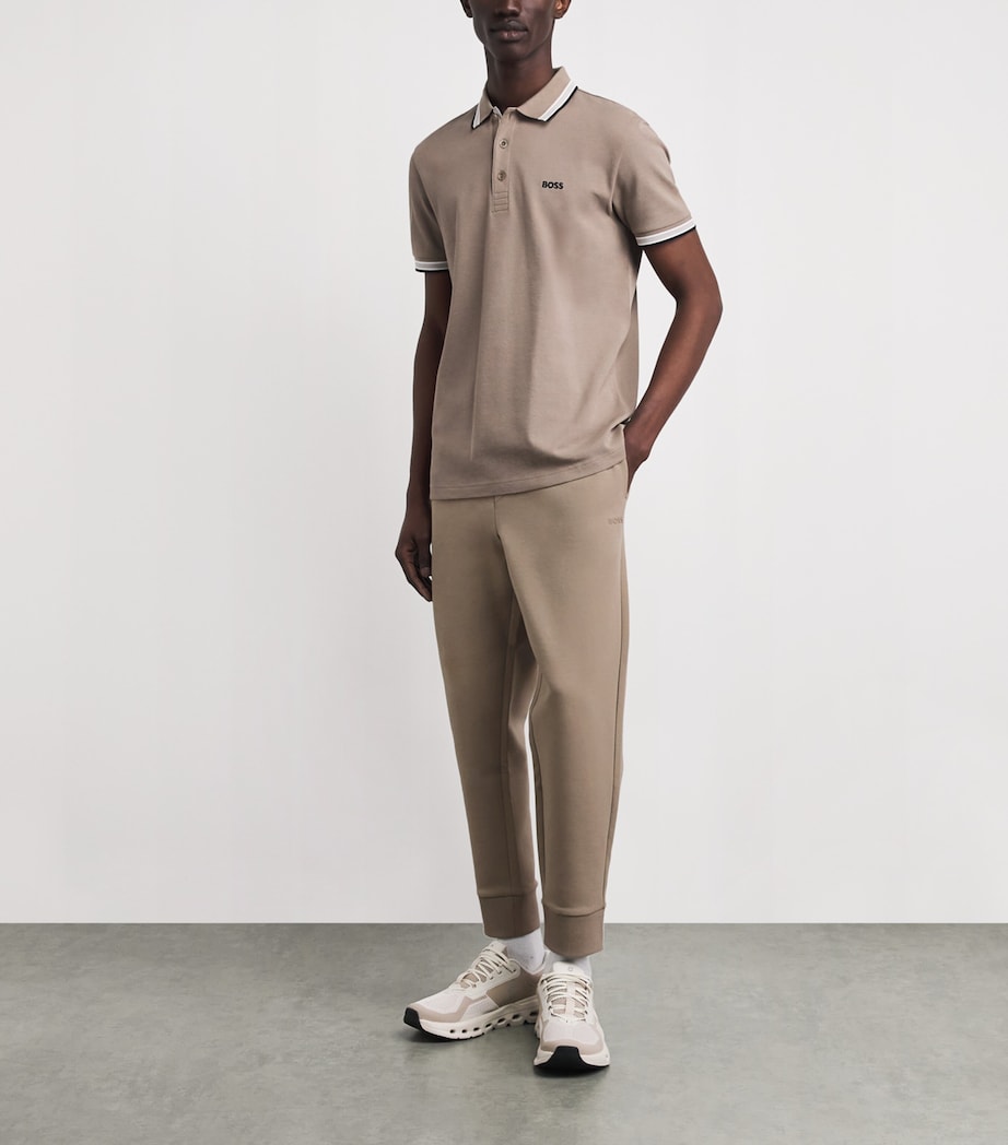 BOSS Mens Stretch-Cotton Logo Sweatpants Pastel Green Image 2
