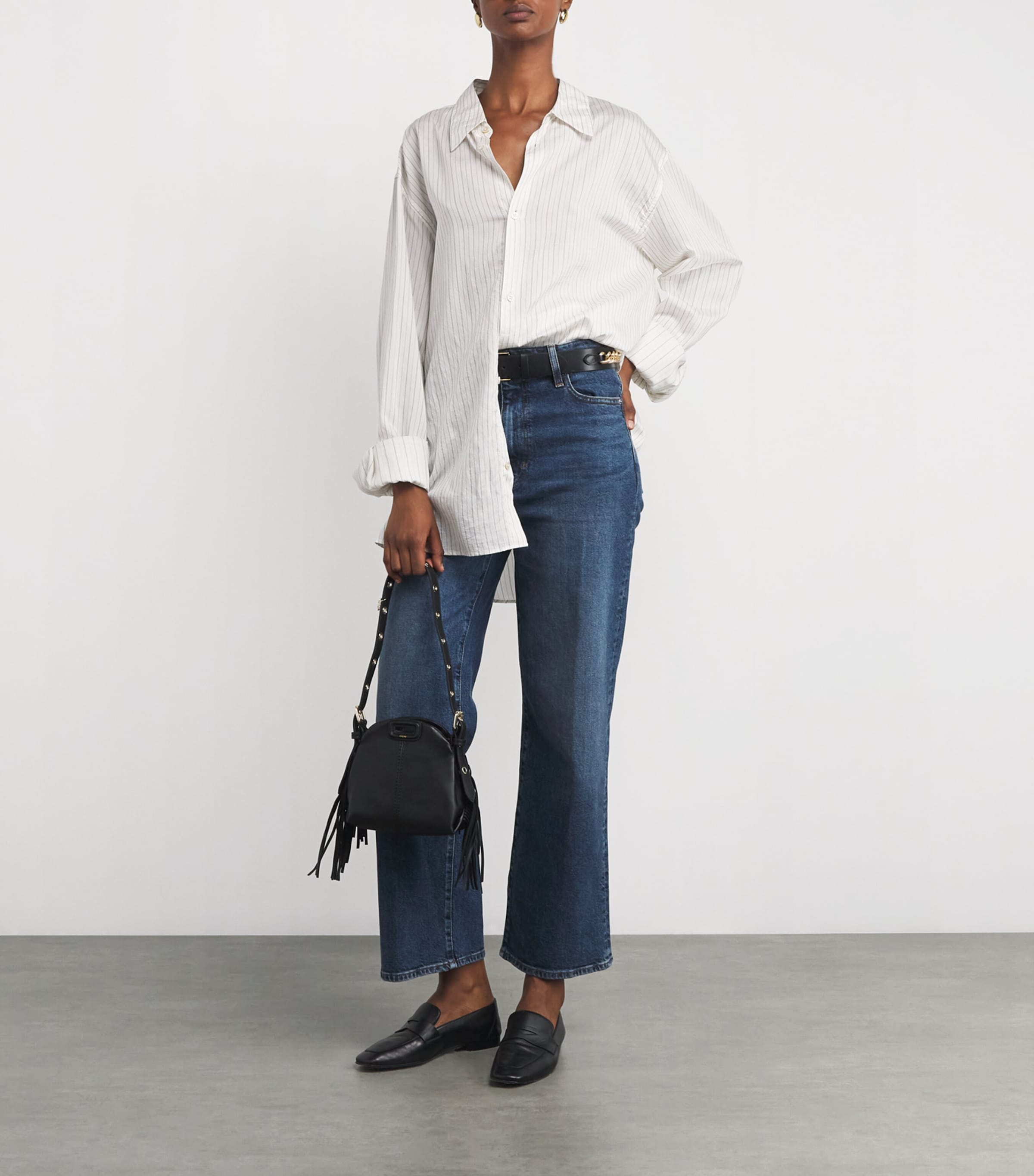 Leather Chain Detail Belt BLACK Image 3