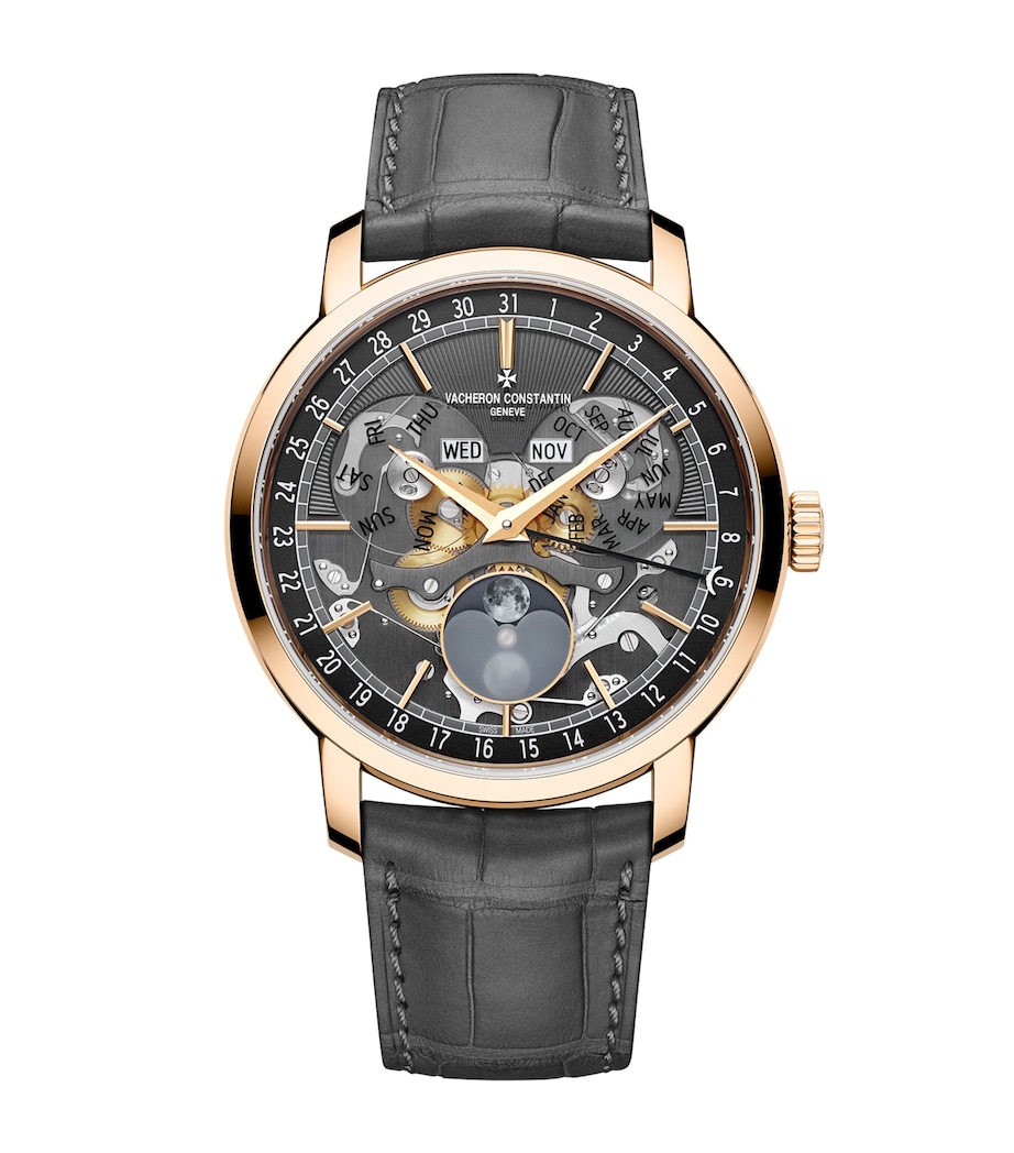 Vacheron Constantin Rose Gold Traditionelle Complete Calendar Openface Watch 41mm Pink Gold Image 1