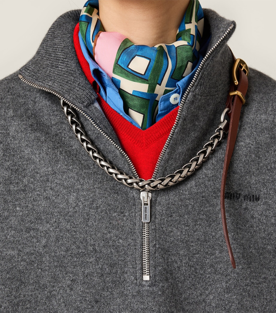 Miu Miu Womens Cashmere Logo Sweater Image 5
